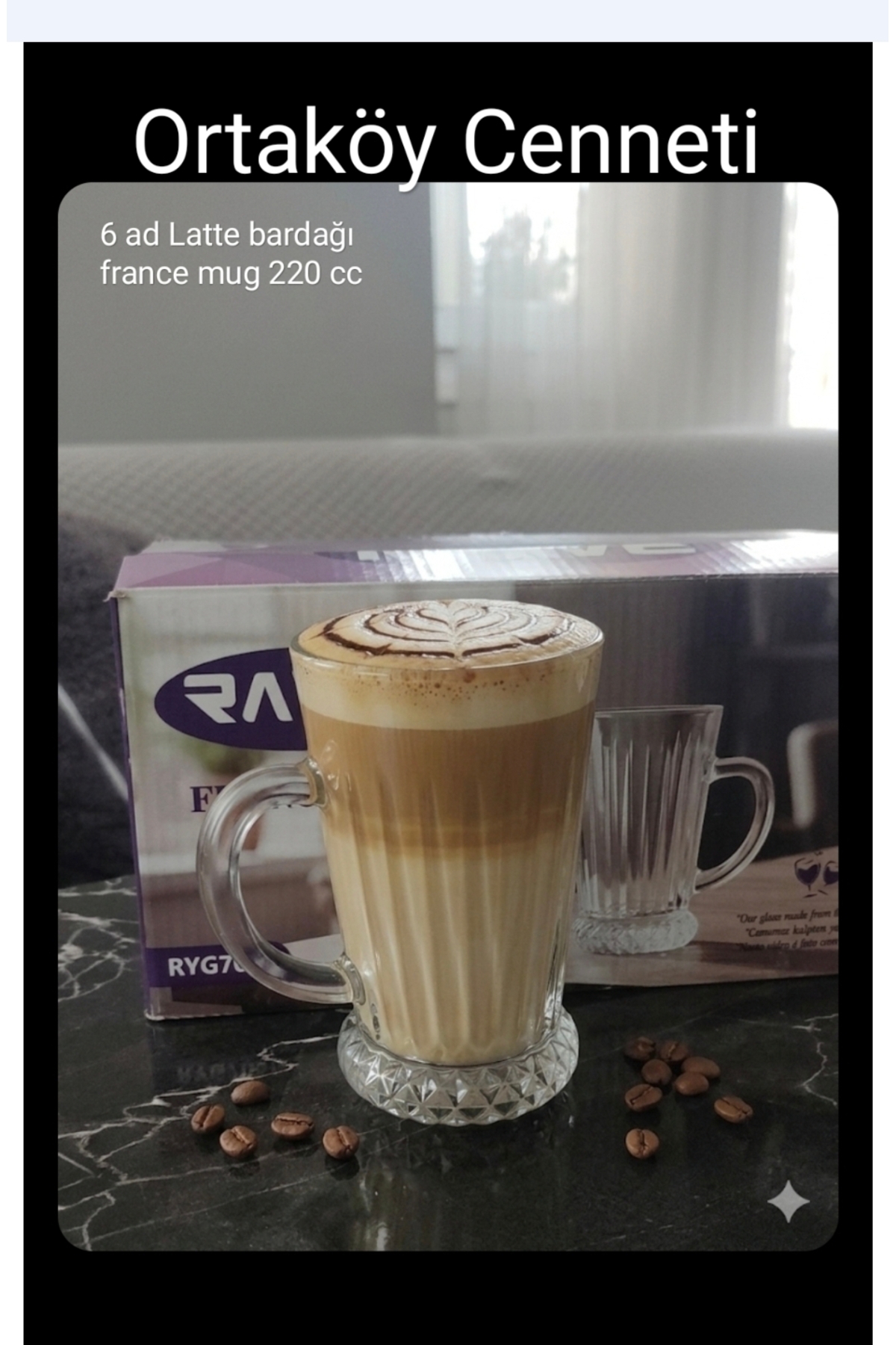 ORTAKÖYCENNETİ 6 ad Madeleine mod Latte çay kupası 220 cc Hacim