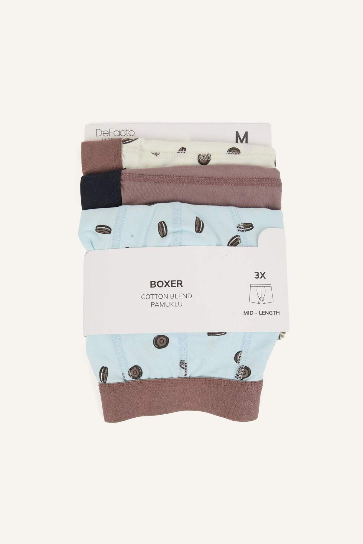 DeFacto Regular Fit Baskılı 3'lü Boxer H4501AX26SP görsel 7