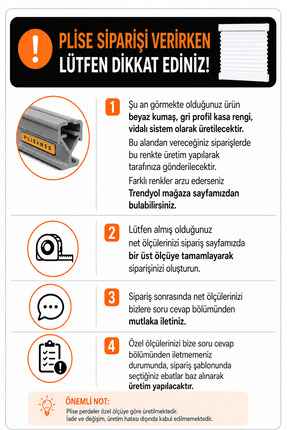 PLİSANSS TÜL SERİSİ Plise Perde (BEYAZ KUMAŞ + GRİ PROFİL KASA) Cam Balkon Pe...