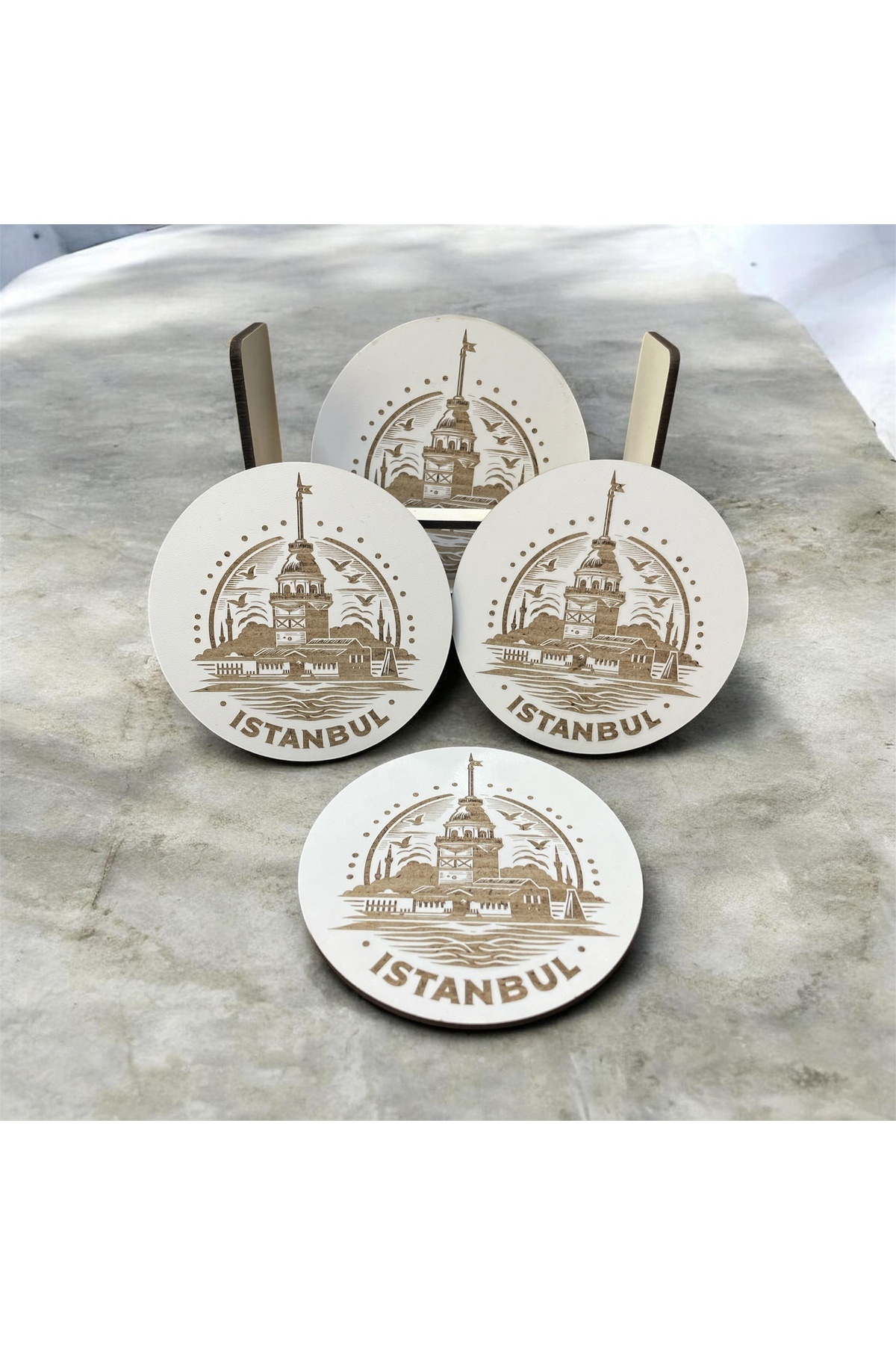 6 Lı Mdf Bardak Altlığı Dekoratif ECCECA1027 - Görsel 2