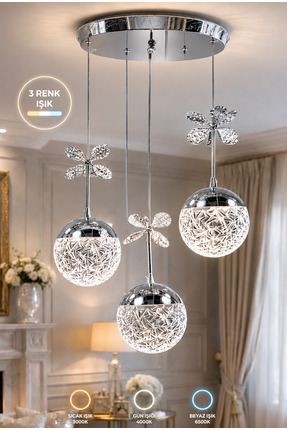Buiva Justinianus Power Ledli Avize 3 Renk Modlu Sarkıt Led Avize 1. sınıf Ür...