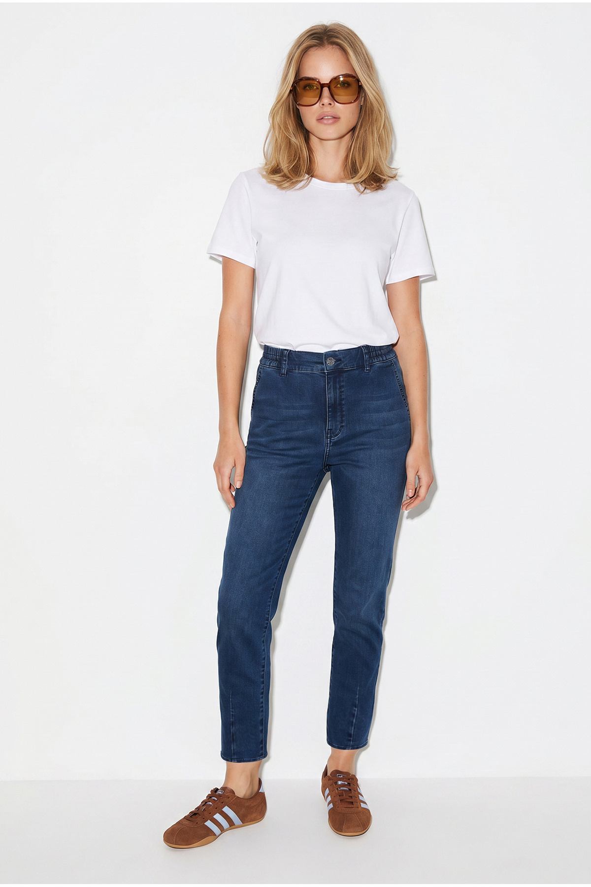 VENA Kadın Norah Blue Black Beli Lastikli Jean Pantolon - Blue Black
