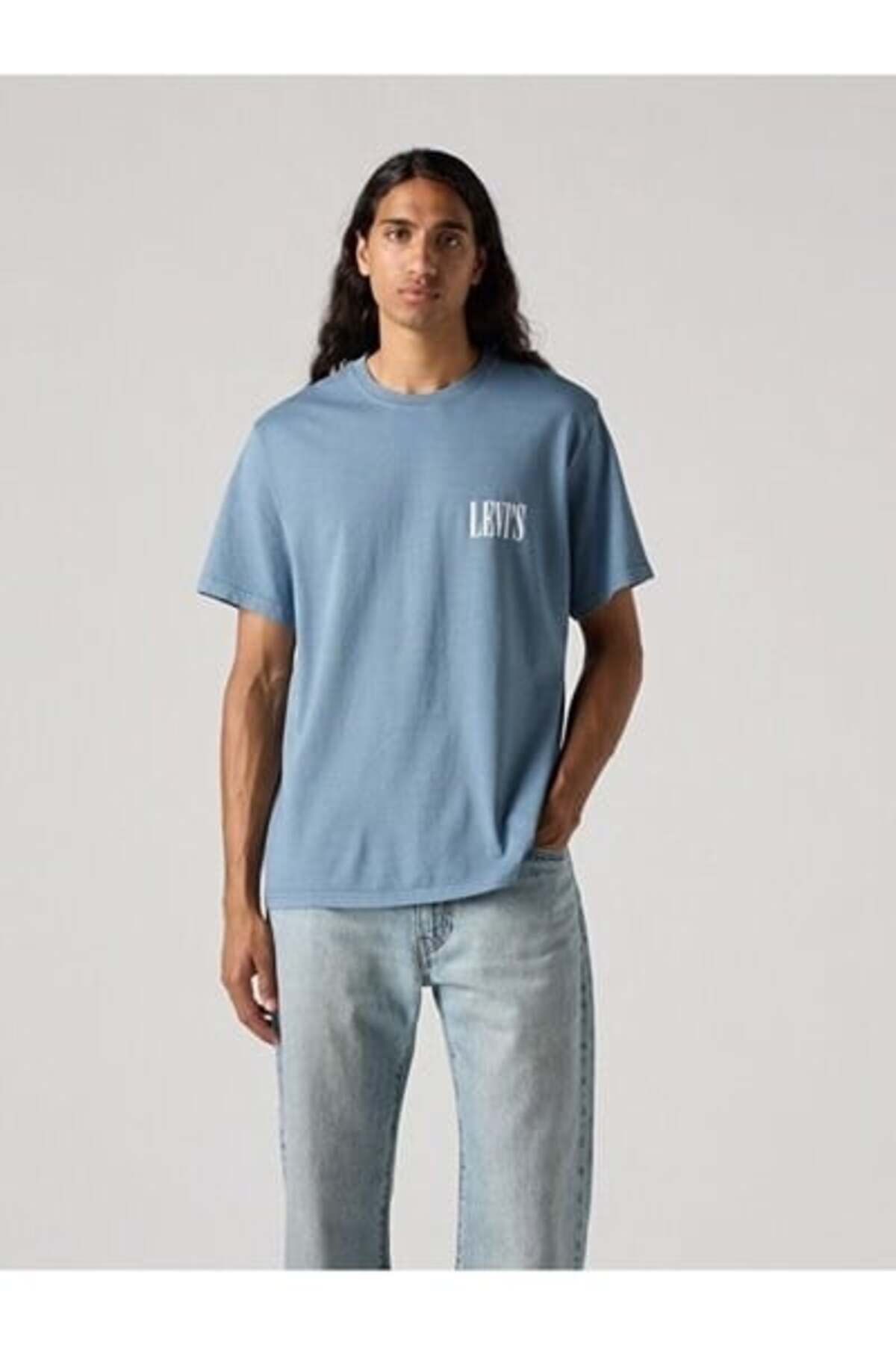 تی‌شرت مردانه آبی طرح SERIF با طراحی RELAXED FIT کد 16143-1917 لیوایز تی شرت Levi's