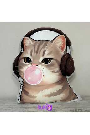 Kuki Concept Gamer Kedi Şevket - 45x45 cm tek yön dijital baskı dekoratif bon...