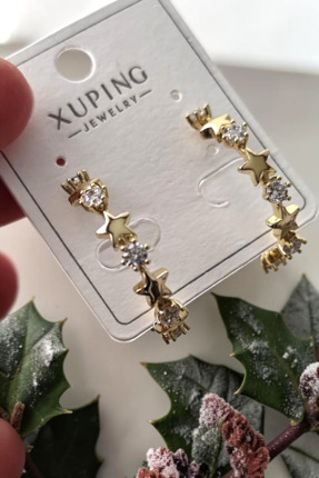 DİAVENTA TAKI VE AKSESUAR Xuping kararmaz 14k gold çelik kadın yıldızlı taşlı...