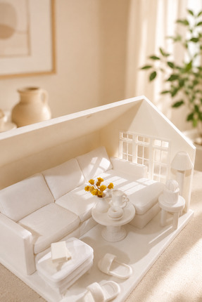 senayartstudio DIY Boyanabilir Beyaz Minyatür Oturma Odası Diorama – Dekorati...