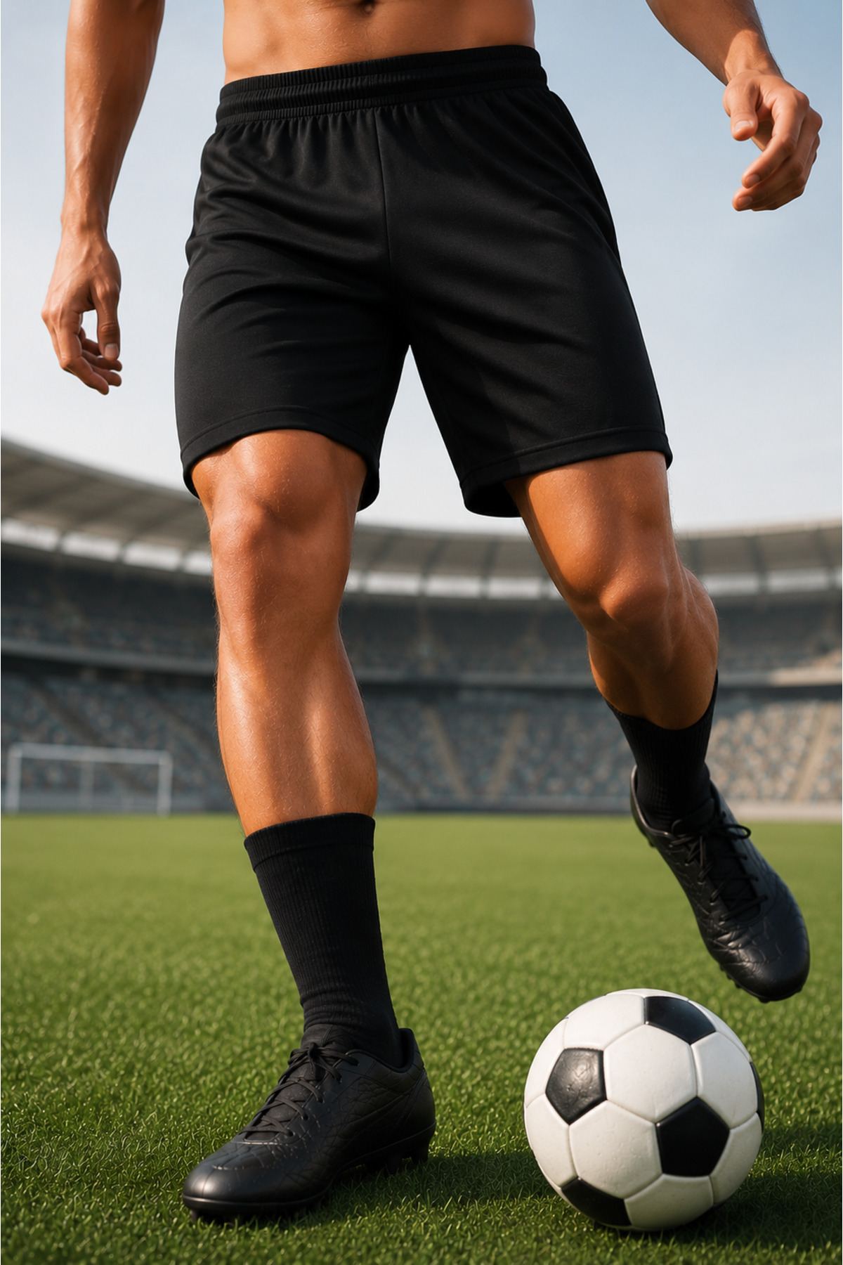 hn sport Spor Şort Cepsiz Astarlı ve İpli Halı Saha Futbol Şortu Hafif Rahat Antrenman ve Maç Şortu görsel 5