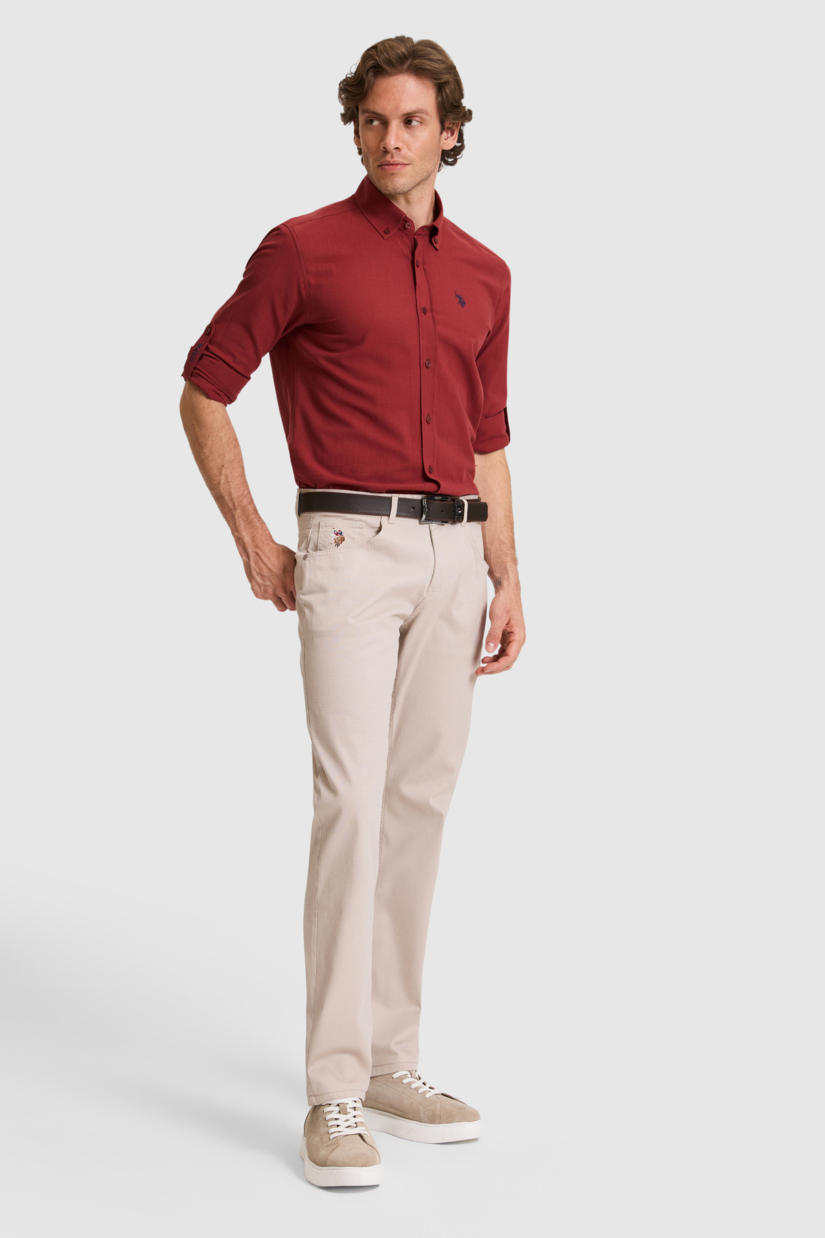 Erkek Regular Fit Taş Kanvas / Chino Pantolon 50322308-VR049 — خاکستری — تصویر 3 از 7