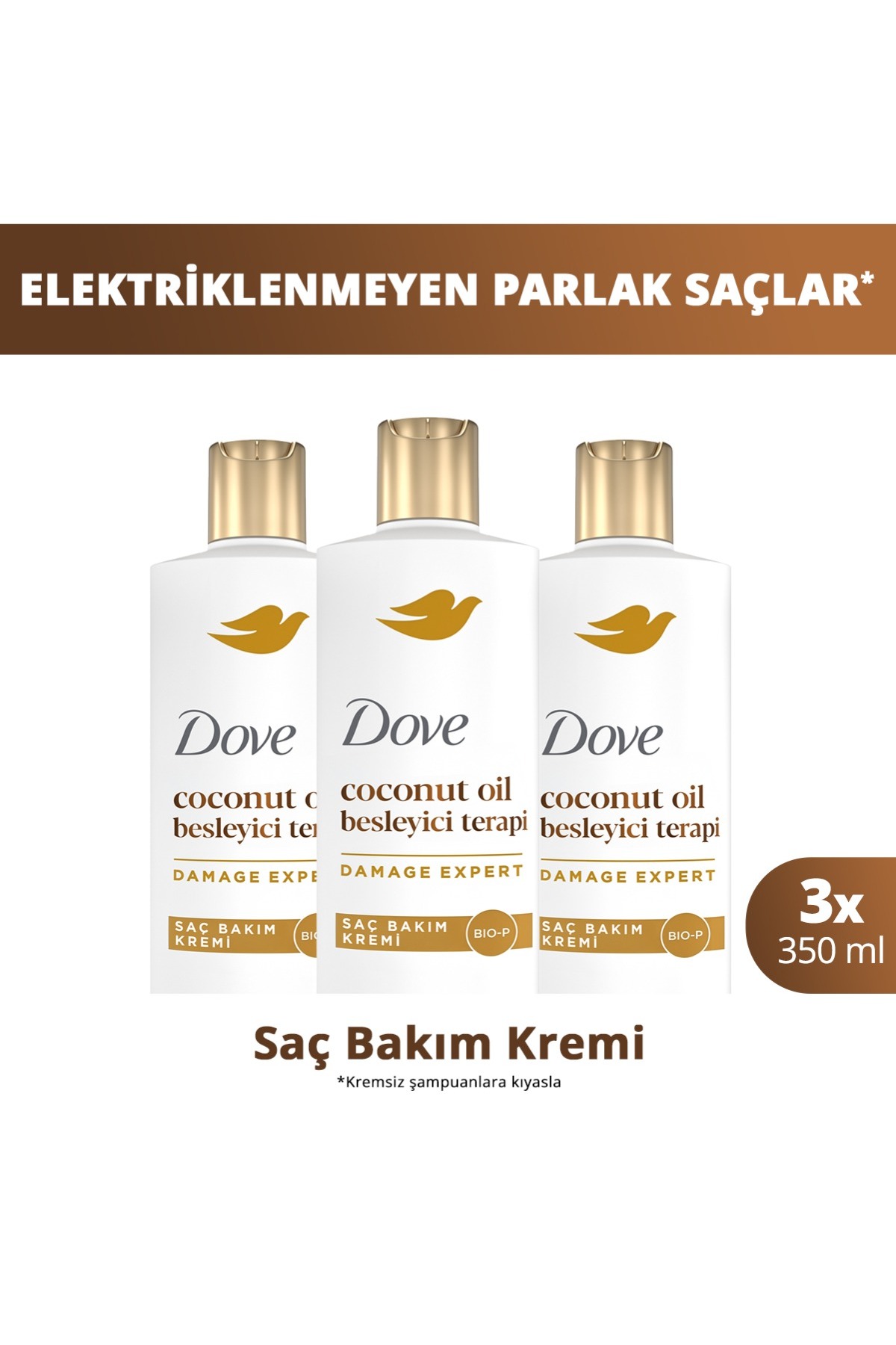 Dove Saç Bakım Kremi Coconut Oil Besleyici Terapi 350 ml x3 — SET.UNİ.11284