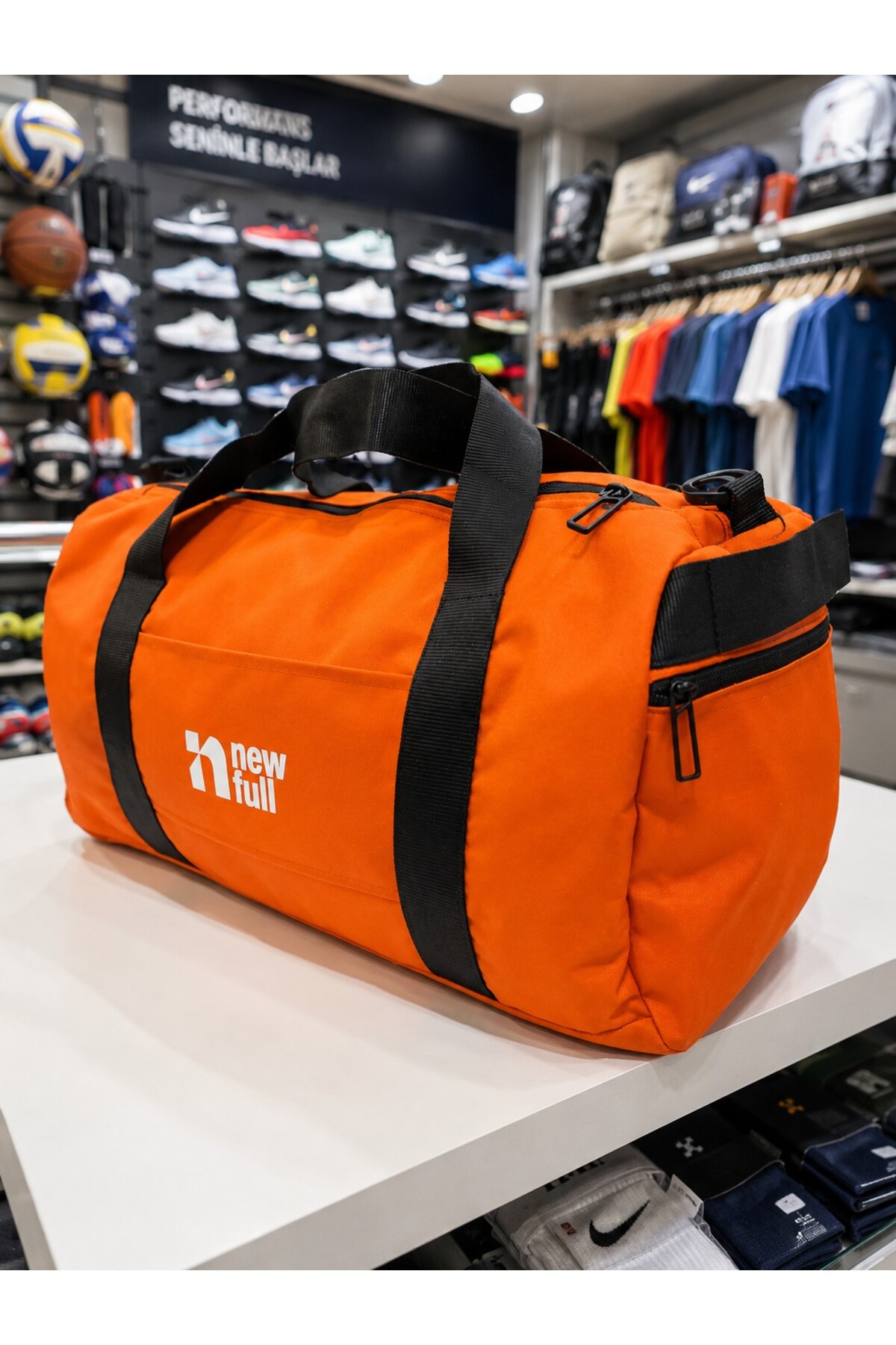 NEWFULL SPORT AYAKKABI BÖLMELİ ASTARLI SU GEÇİRMEZ SEYAHAT VE SPOR ÇANTASI-ORTA BOY görsel 5