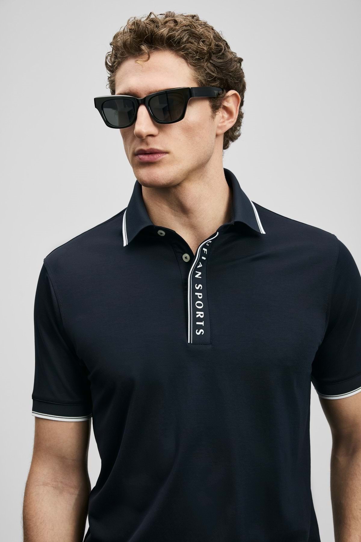 LUFIAN 111040252 Lord Smart Men's Polo Neck T-Shirt Men's T-Shirt Dark Blue