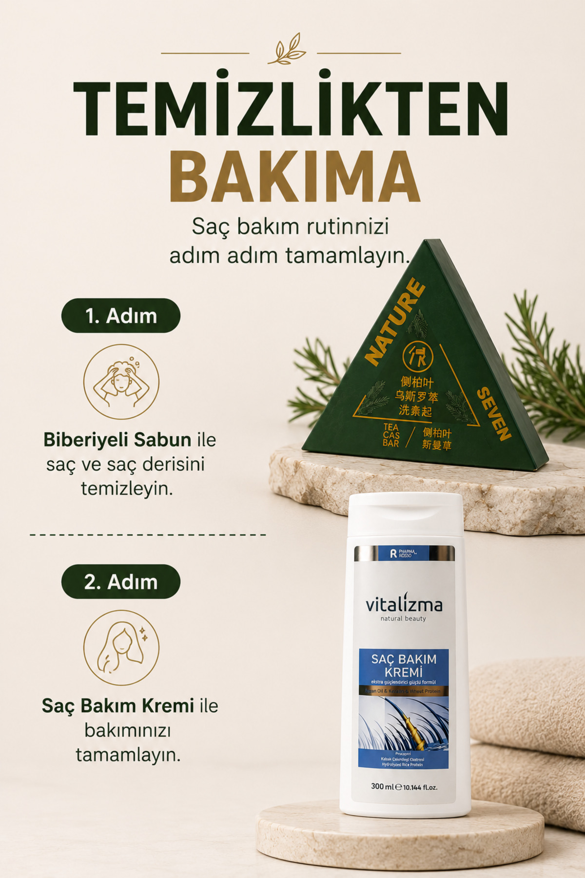Biberiyeli Saç Bakım Sabunu ve Saç Bakım Kremi İkili Avantajlı Set — SETBAKIM — تصویر 3 از 8