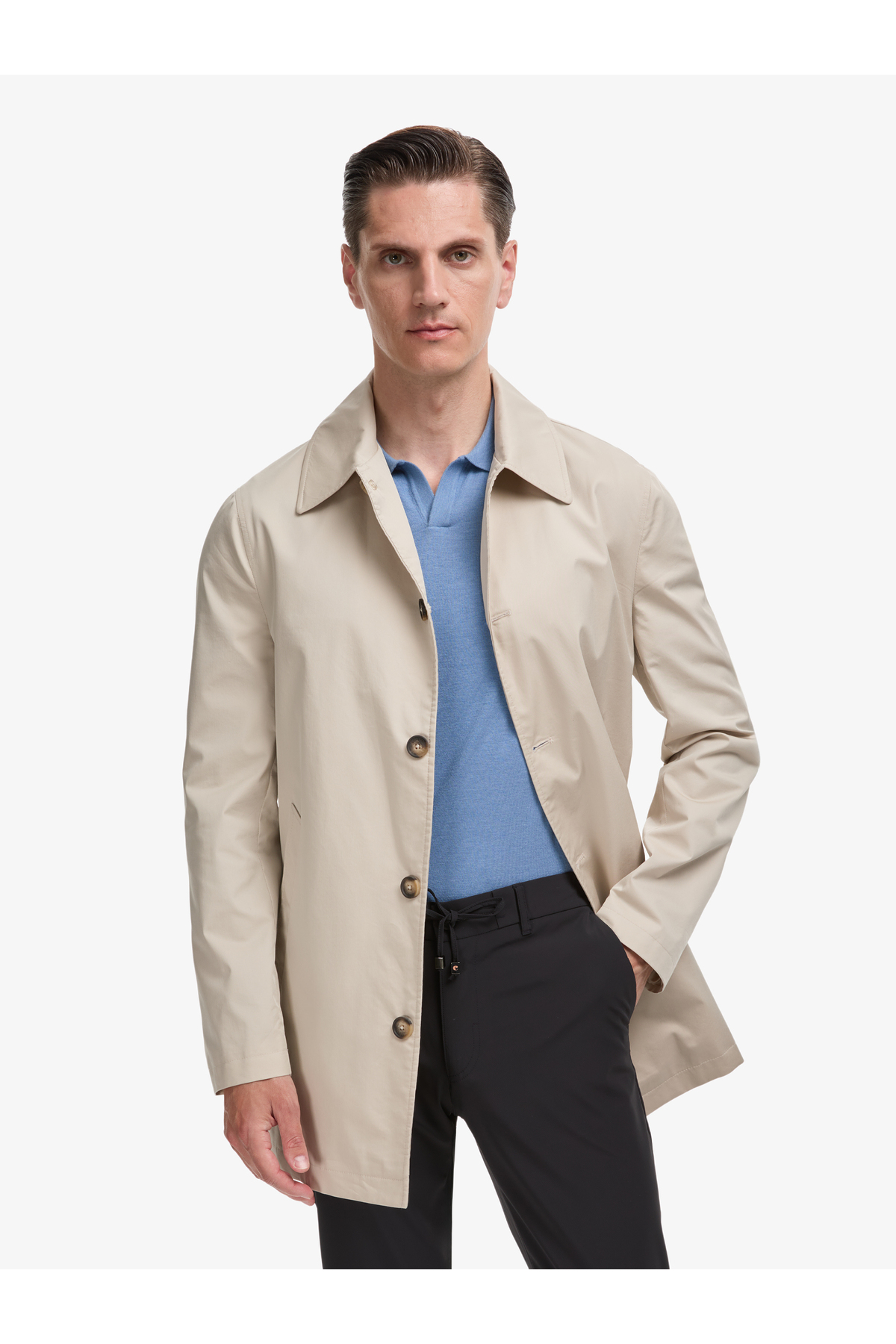 Cacharel Bej Slim Fit Pamuk Karışımlı Gömlek Yaka Trençkot 50324484-VR011