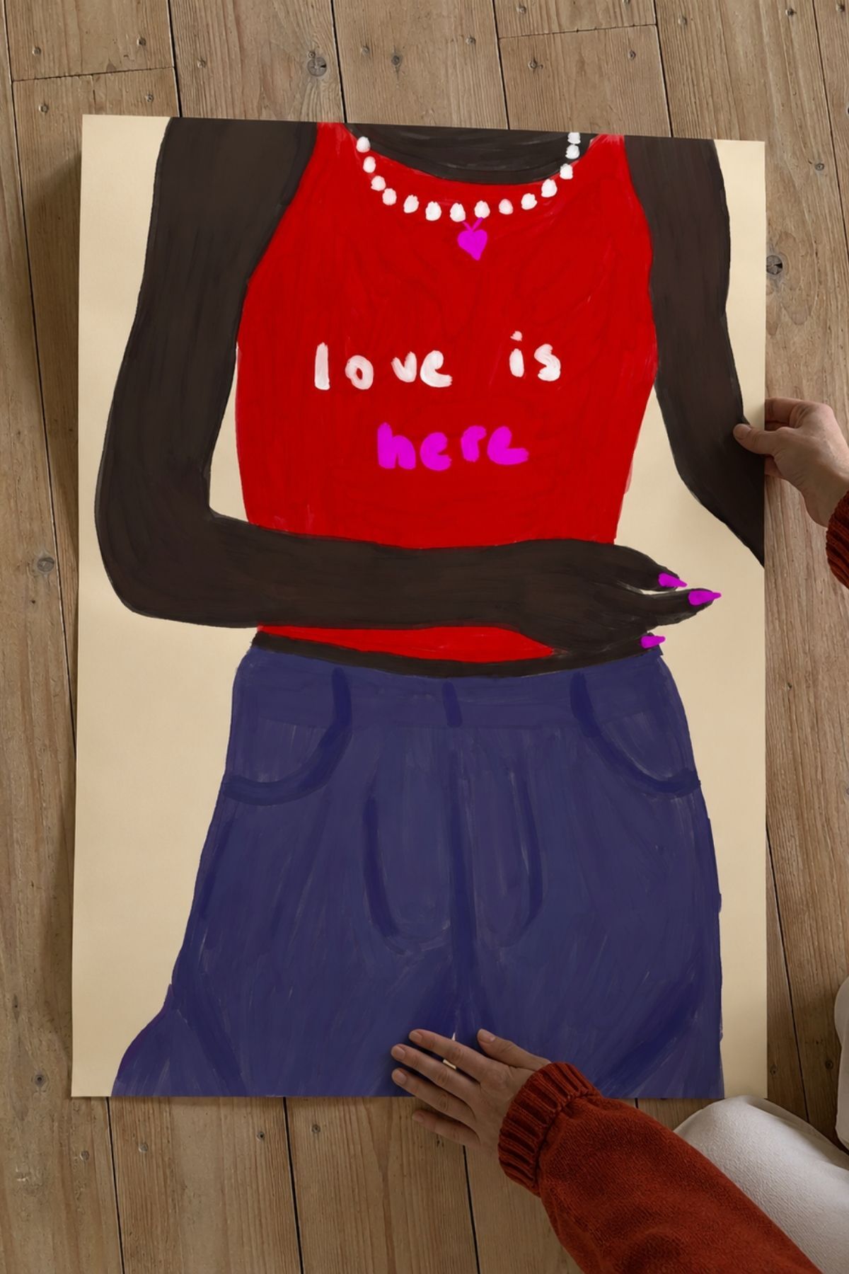 Kadın Figürü Poster, Modern Pop Art İllüstrasyonu ve Renkli Duvar Dekoru Çerçevesiz