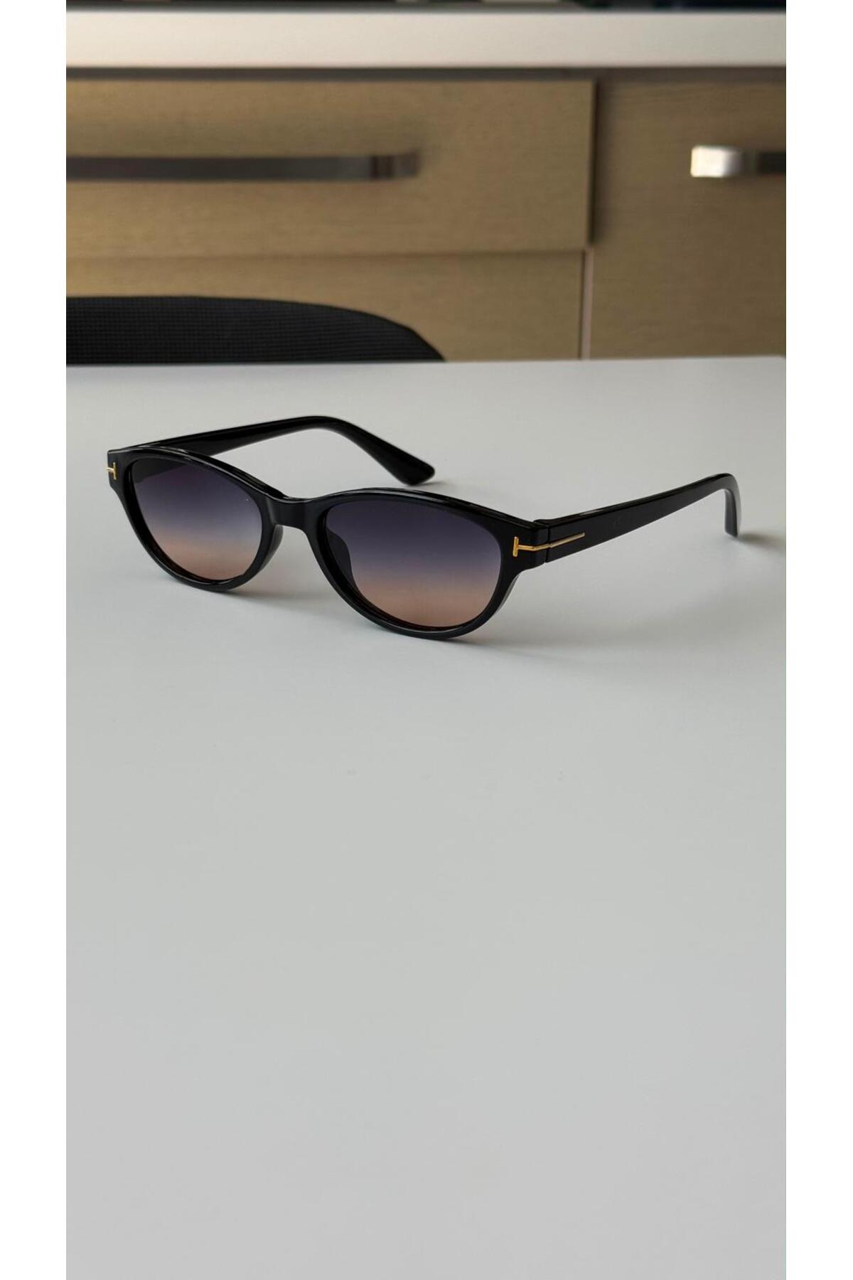 PİYESBOUTİQUE Vela Siyah İki Renk Cat Eye Kedi Göz Unisex Kadın Erkek Retro UV400 Şık Klasik Kemik Güneş Gözlüğü görsel 4
