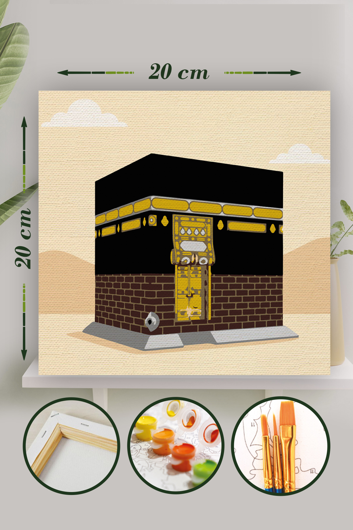 Sayılarla Boyama 20x20 Cm Tuval Seti Fırça Boya Dahil Çıtaya Gerili - Kabe