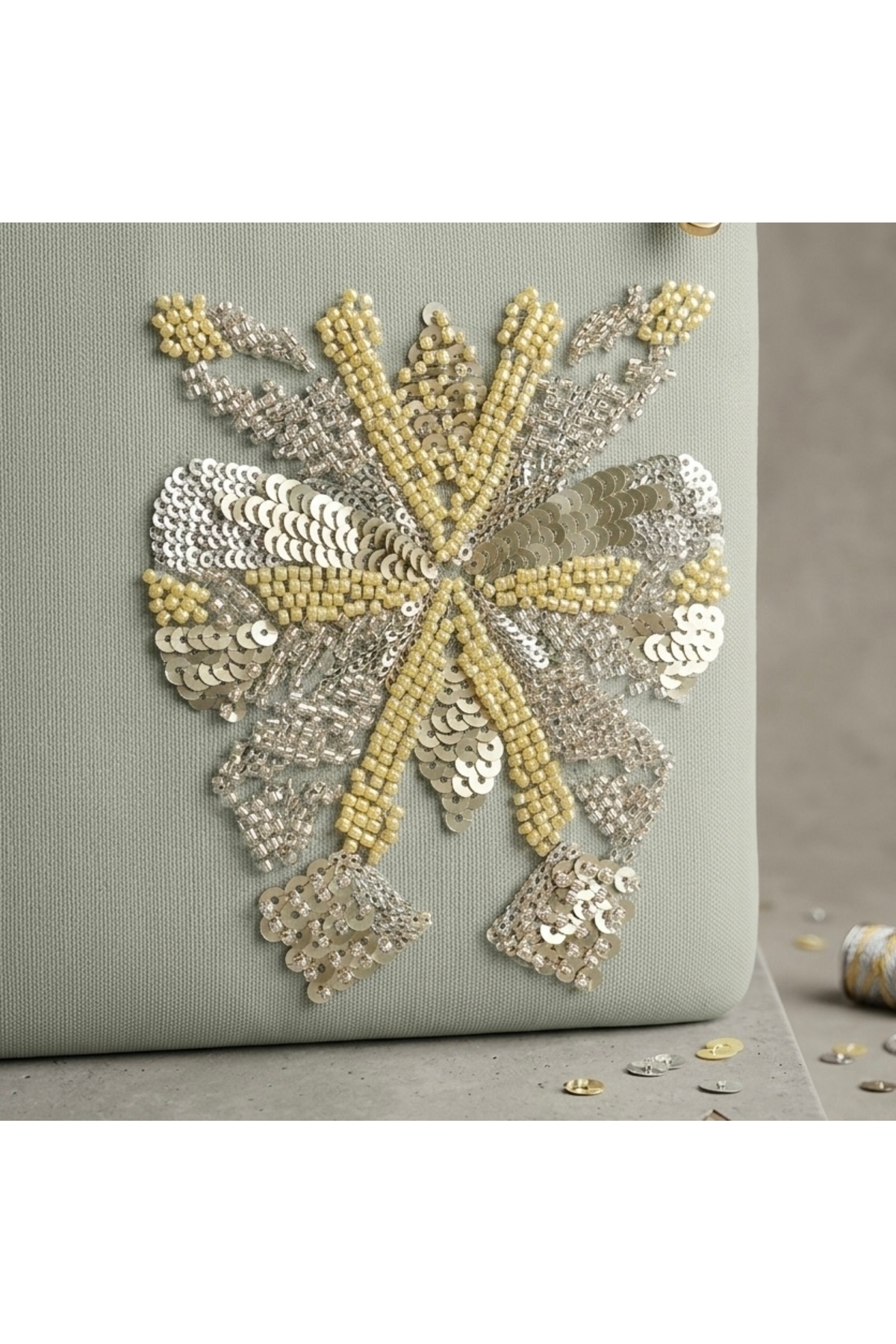 Ruche Atelier El İşlemeli Boncuk Nakışlı Clutch Çanta görsel 2