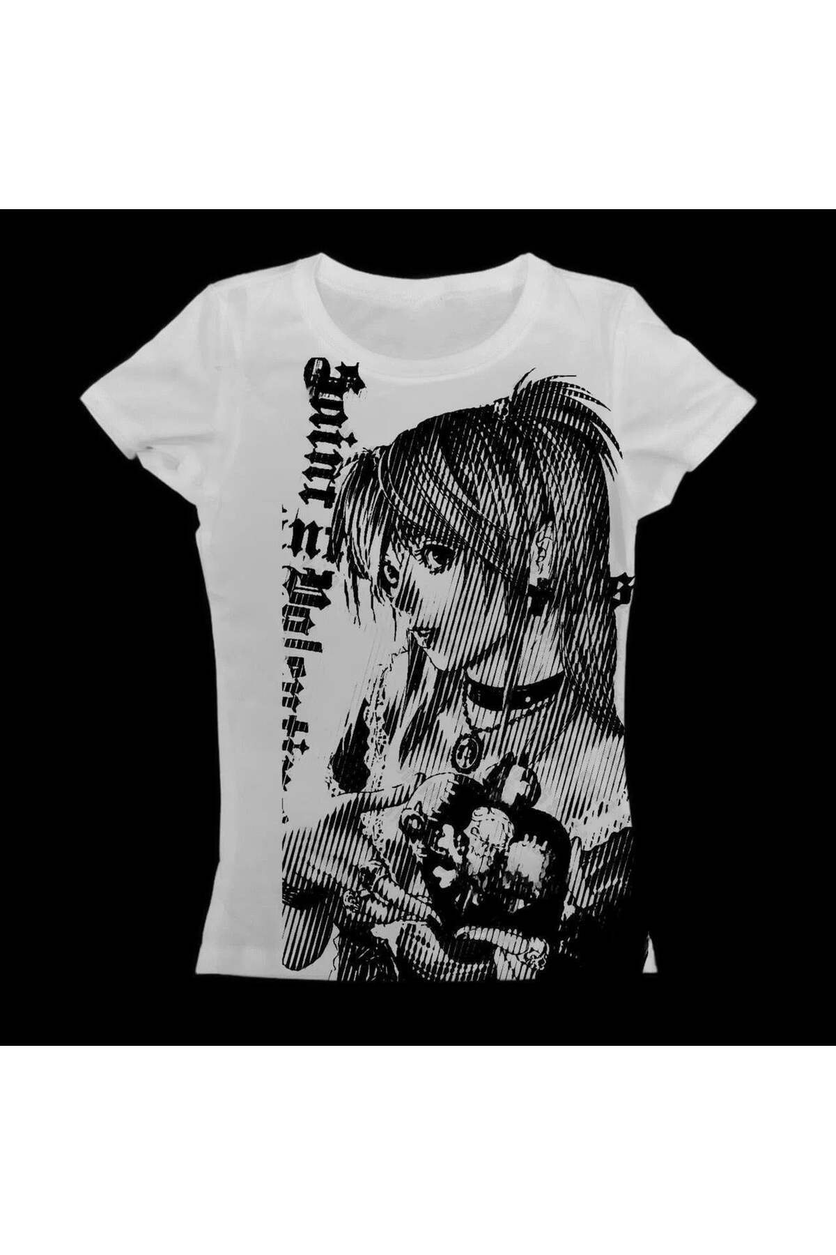 White Vintage Anime Misa Amane Saint Gothic Y2K Short Sleeve Crop