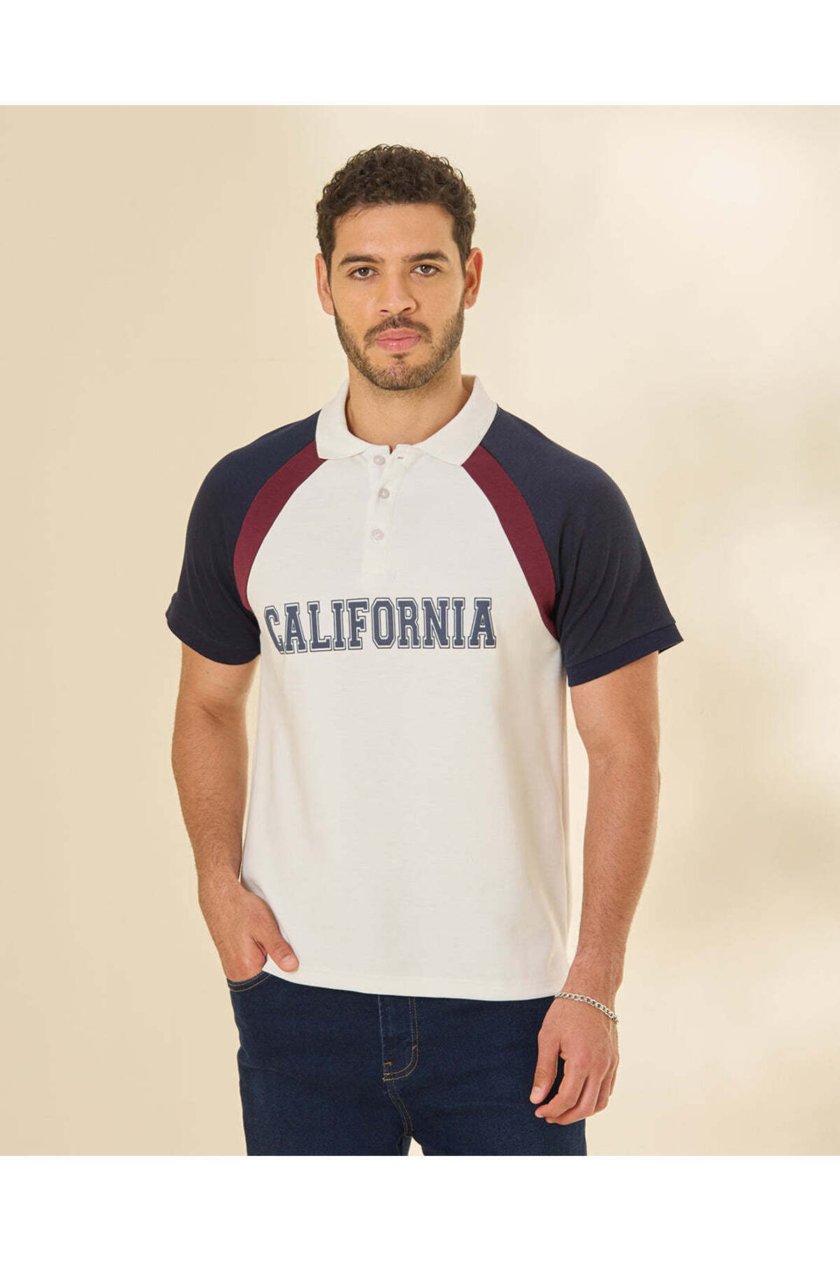 REDTAG Men White Cut And Sew Polo T Shirt