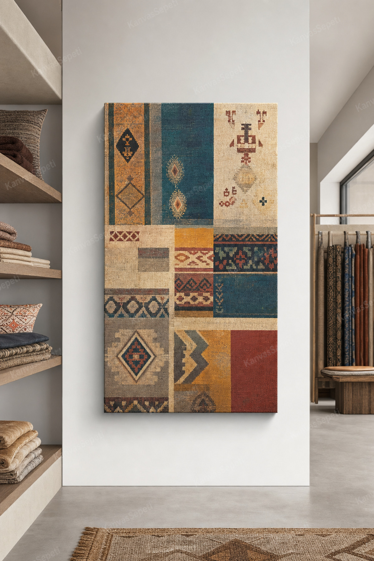 Soyut Desenlerle Renkli Kültürel Temalı Kanvas Tablo