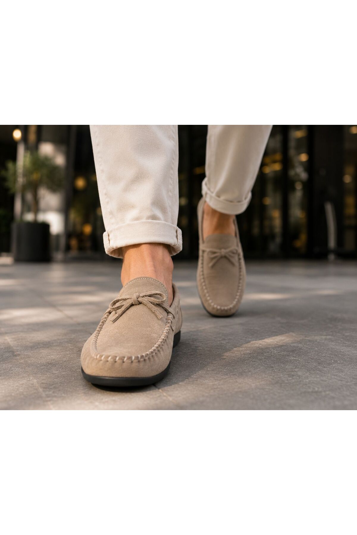 ROYSHOES Erkek Rok kum-bej deri loafer ayakkabı görsel 8