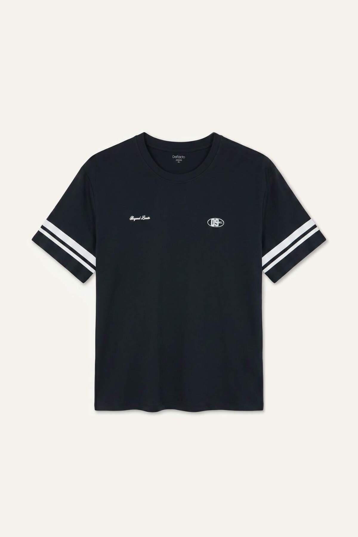Defacto 100% Cotton Regular Fit Large Size Printed Short Sleeve T-Shirt H1157Ax26Sm