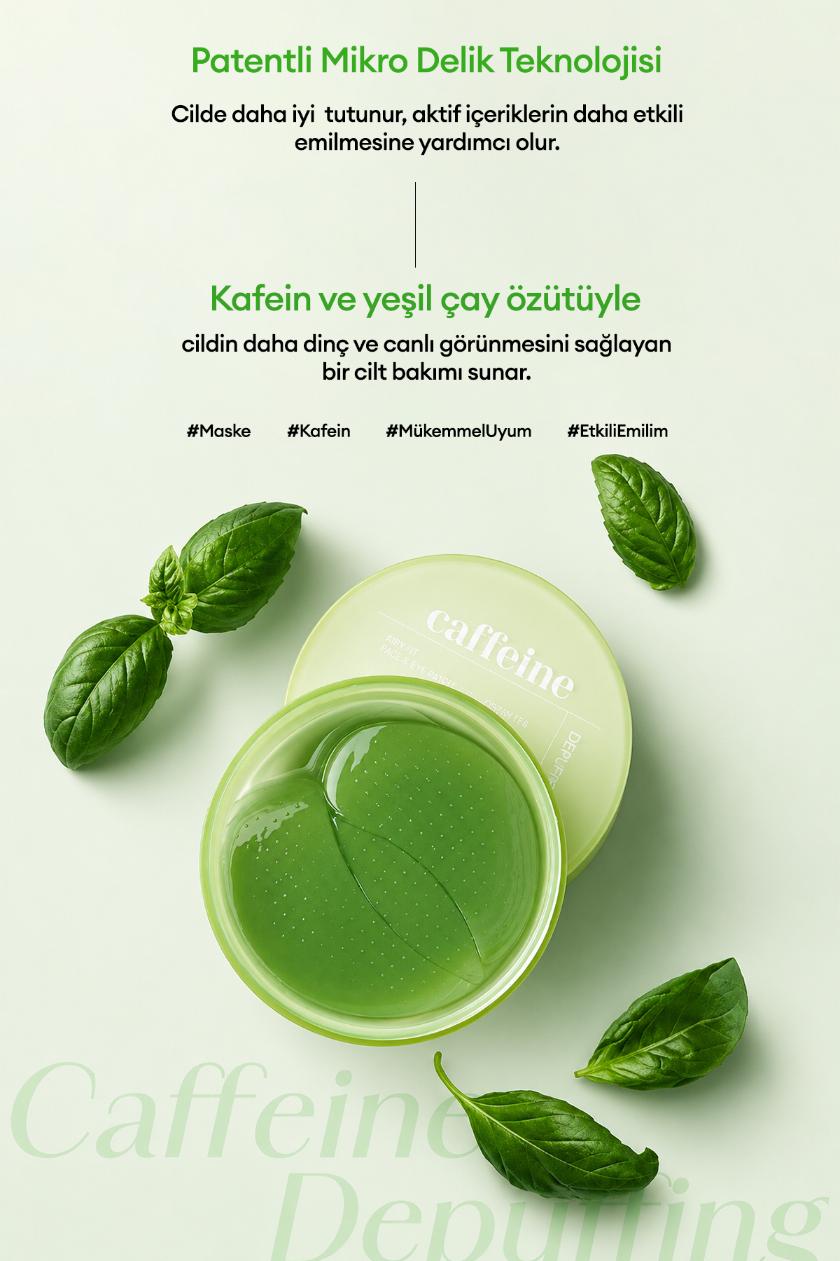 Şişlik Karşıtı Çok Amaçlı Göz Çevresi Maskesi Airy Fit Caffeine Depuffing Face&Eye Patch — 9553 — تصویر 4 از 9