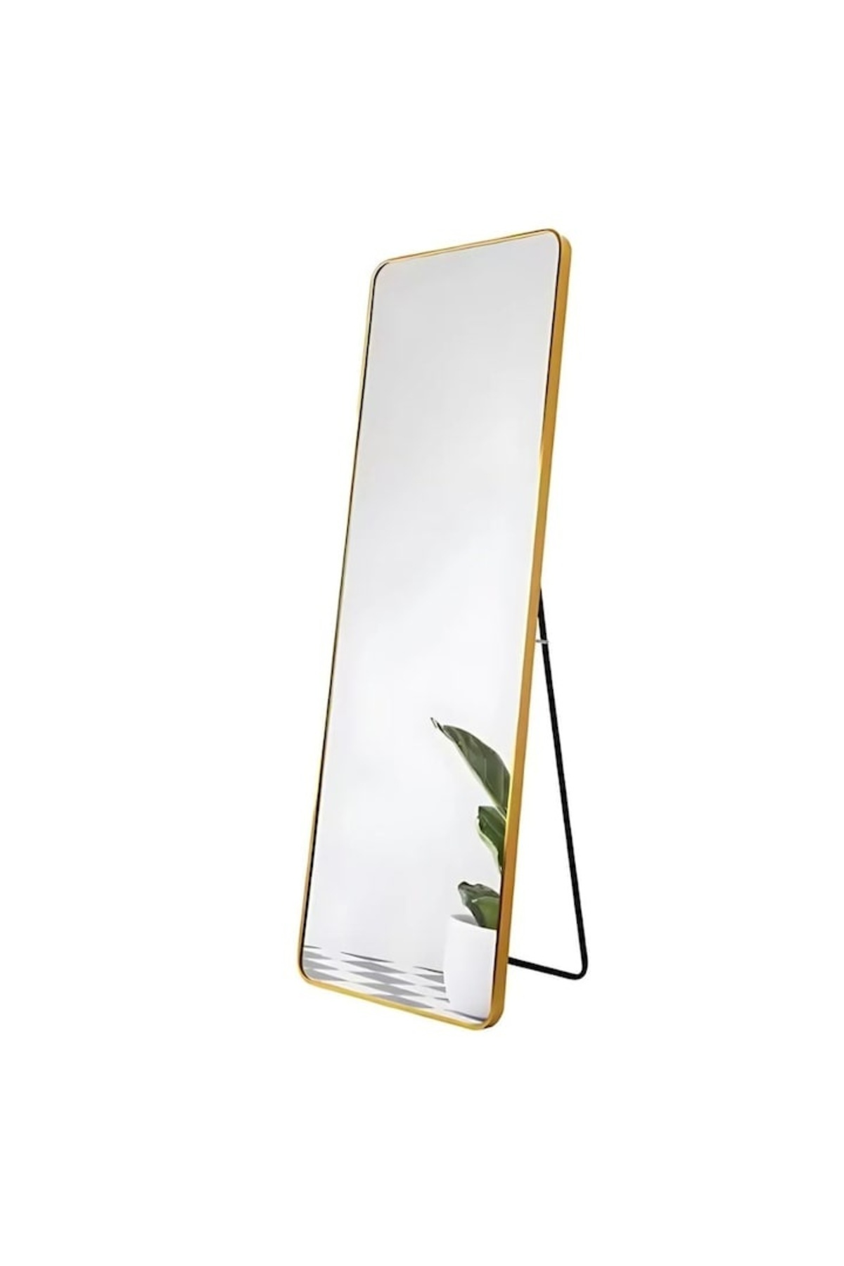 MACVI Oglindă elegantă de podea cu ramă metalică aurie 150 x 40 cm — Un lux p...