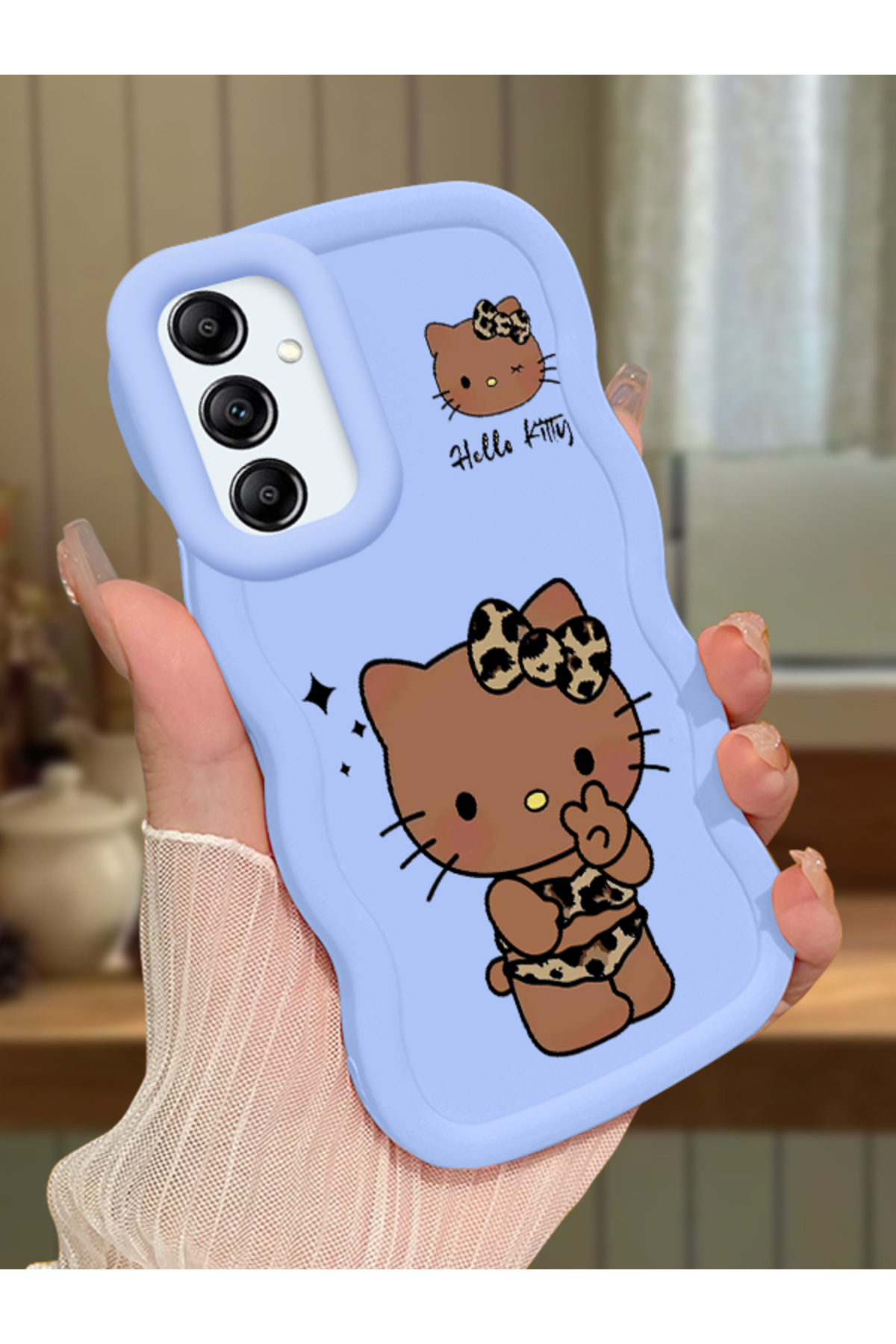 Samsung Galaxy A14 Compatible Case camera protector Blue Silicone Couple Phone Case Kitty Pattern