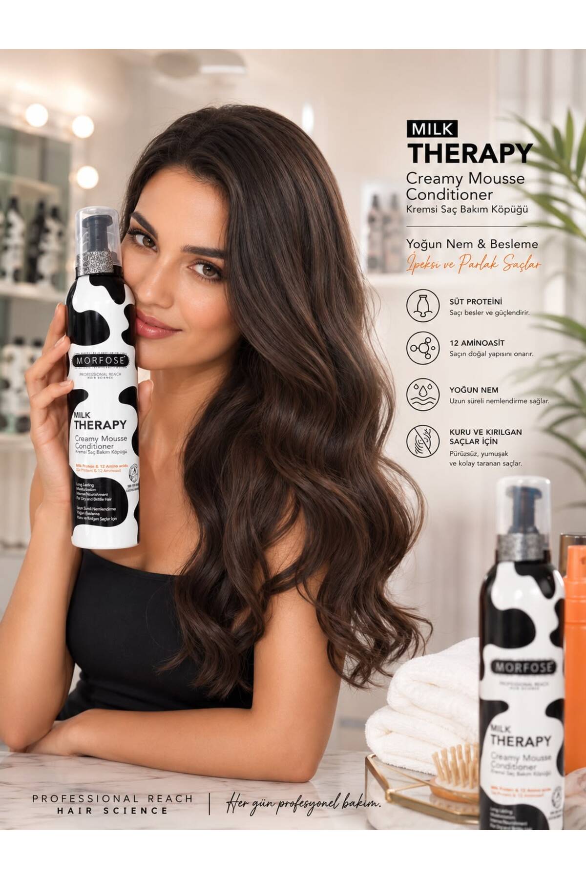 Milk Therapy Creamy Mousse Conditioner 200 ml – Süt Proteinli ve 12 Amino Asitli Durulanmayan Kremsi Saç Bakım Köpüğü — MMTCMC1 — تصویر 3 از 4