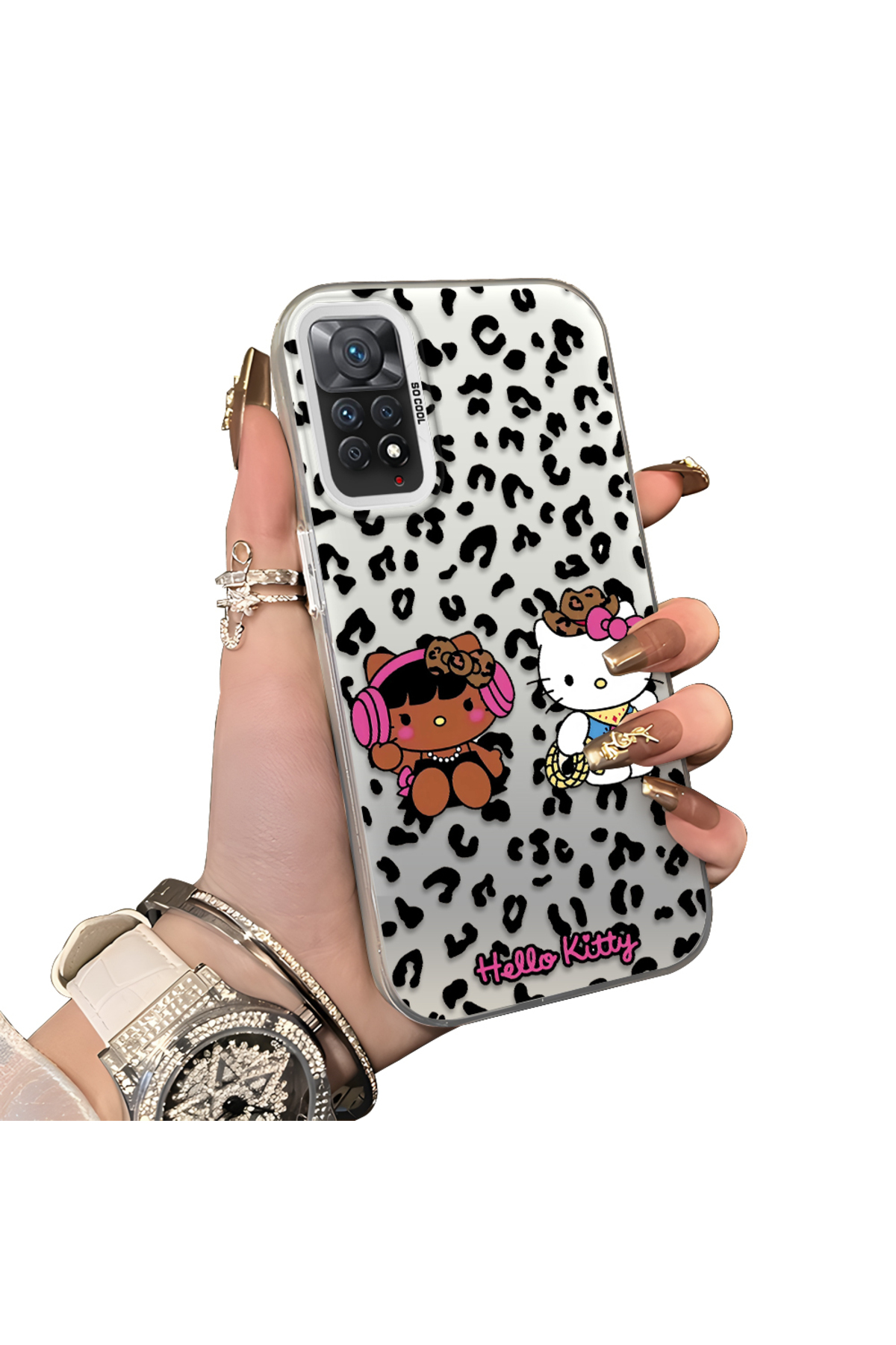 Redmi Note 11 Pro 5G Compatible Silicone Edge Hard Back Case Couple Phone Case Kitty Pattern