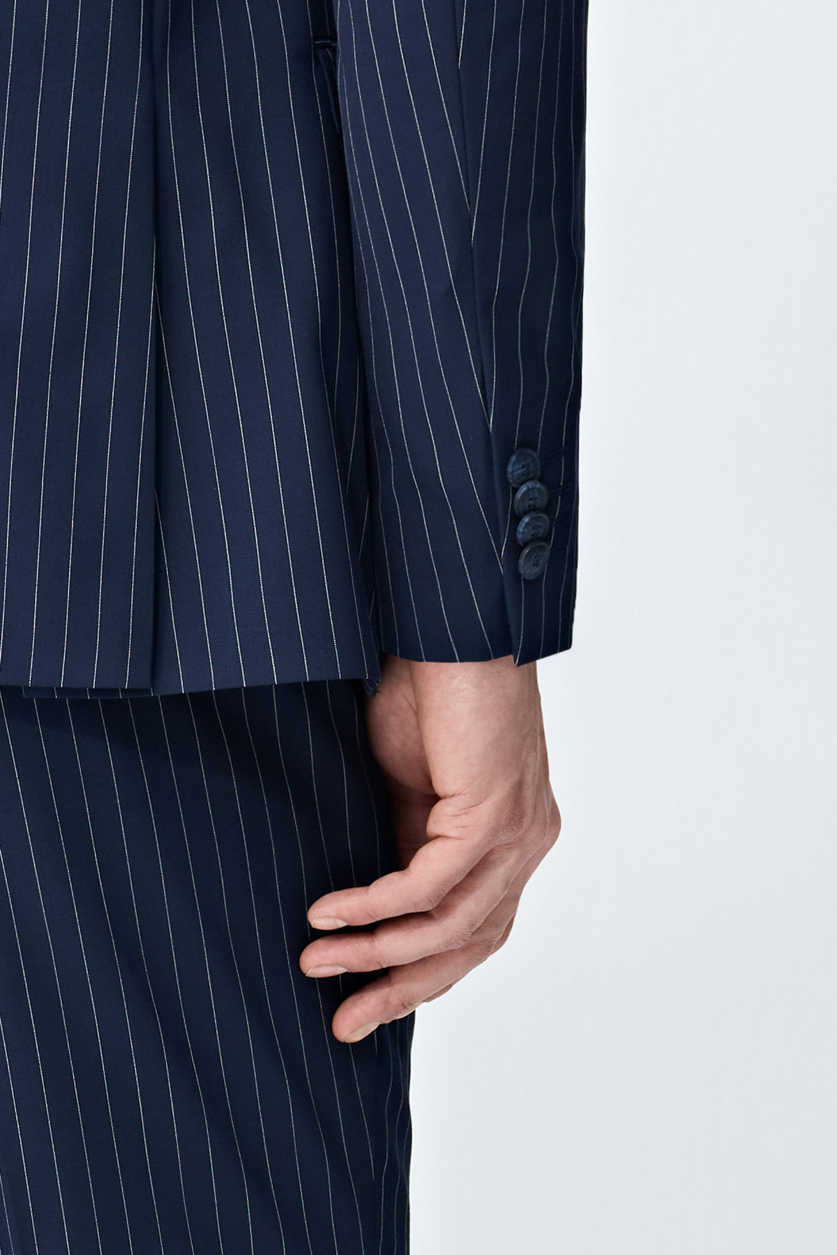 Slim Fit Lacivert Çizgili Takim Elbise — سرمه‌ای 6TF05KV09511M — تصویر 8 از 8