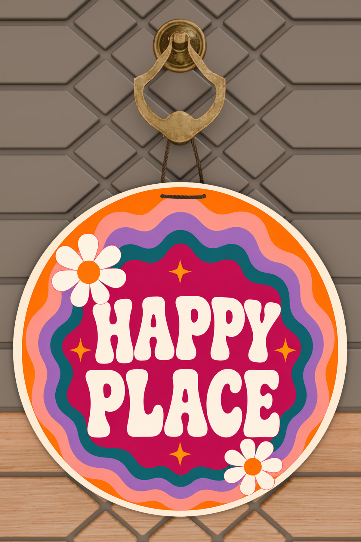 Modern Written Round Door Ornament Digital Printing 30x30 cm