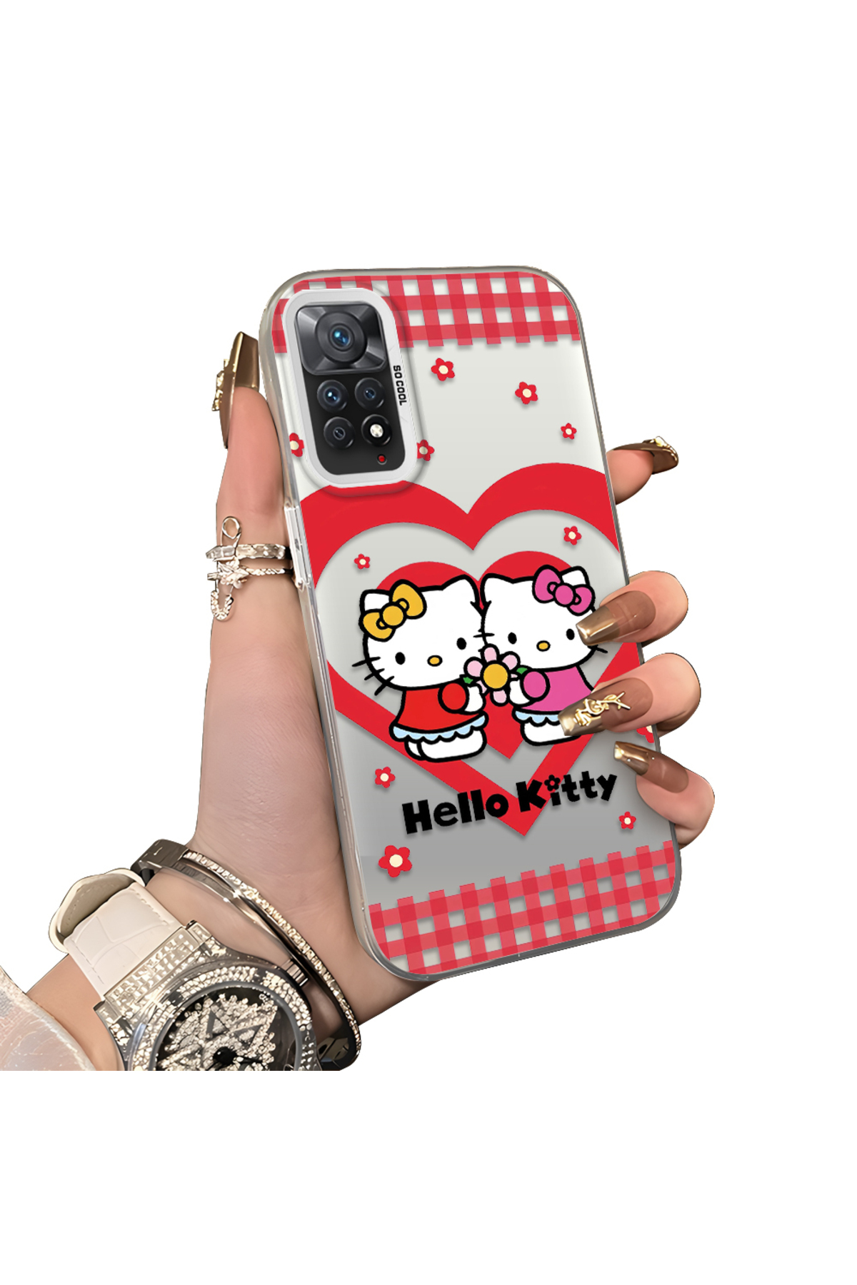 Redmi Note 11 Pro 5G Compatible Silicone Edge Hard Back Case Couple Phone Case Kitty Pattern