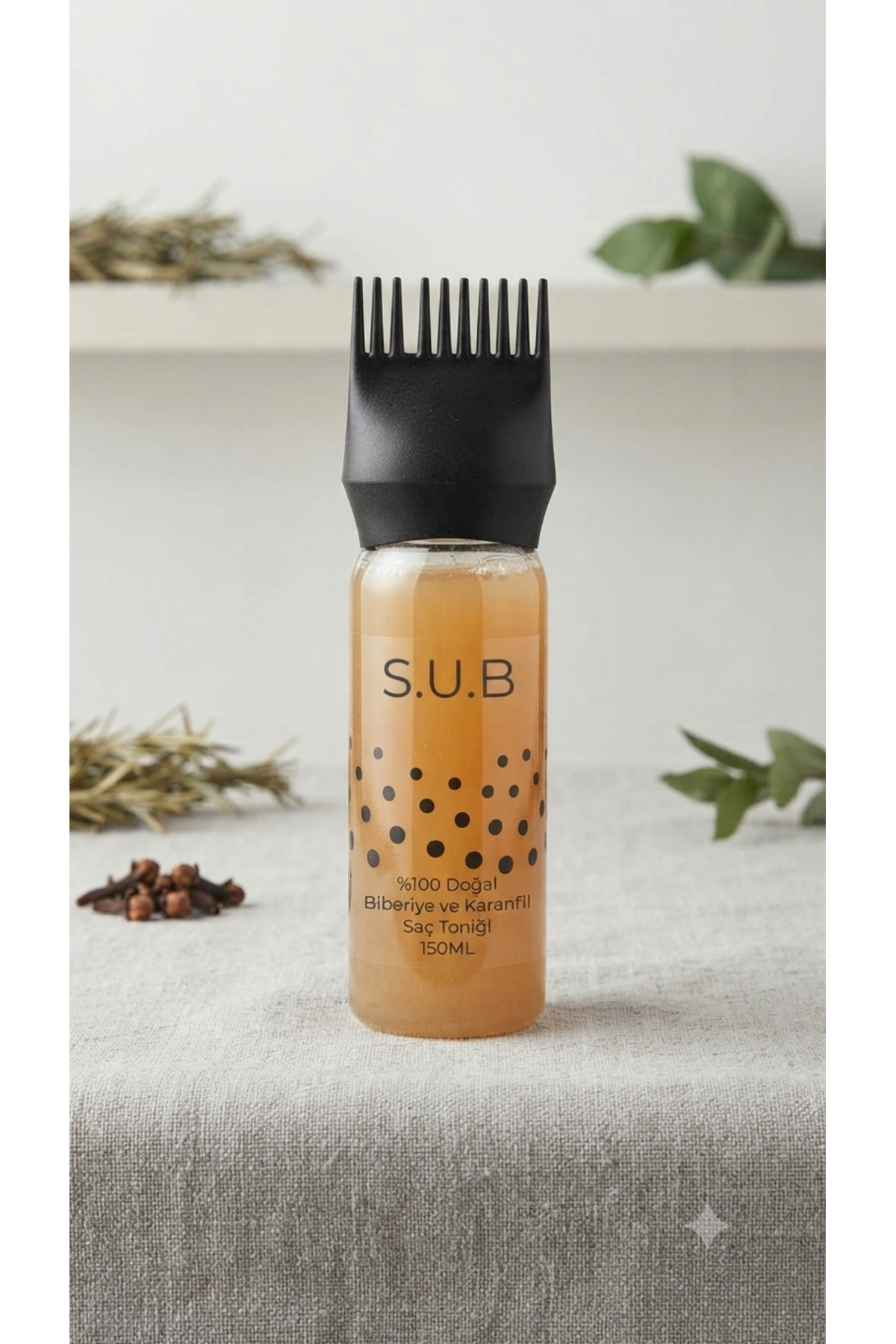 Sublime Butik Biberiye + Karanfil Suyu %100 Doğal, Dökülme Karşıtı, Saç Uzamasını Destekleyici Saç Toniği 150 Ml Taraklı Şişede — SBTONIKDA