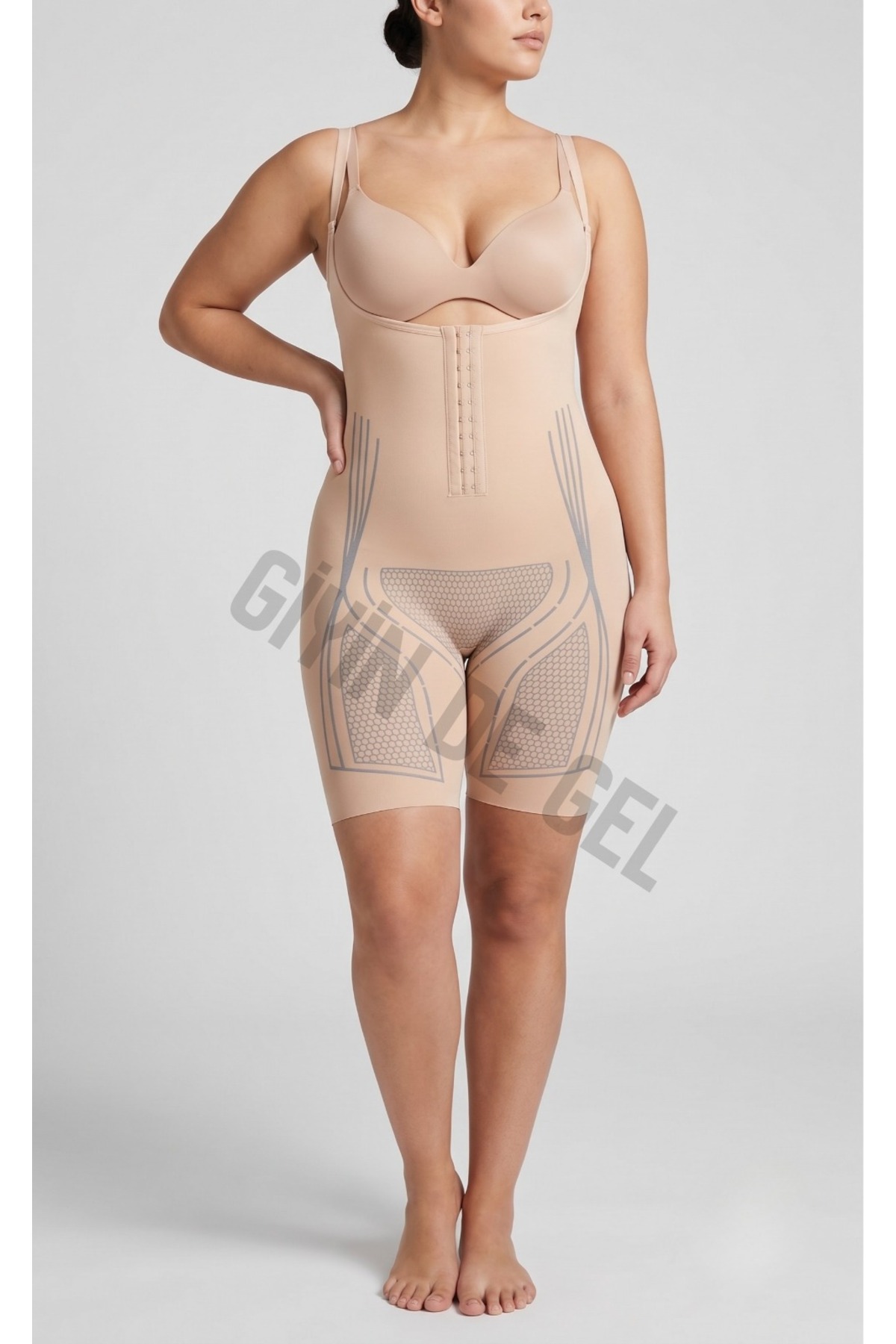 critic man Toparlayıcı Body Korse Yüksek Bel Karın Basen Sıkılaştırıcı Paçalı Ten görsel 4