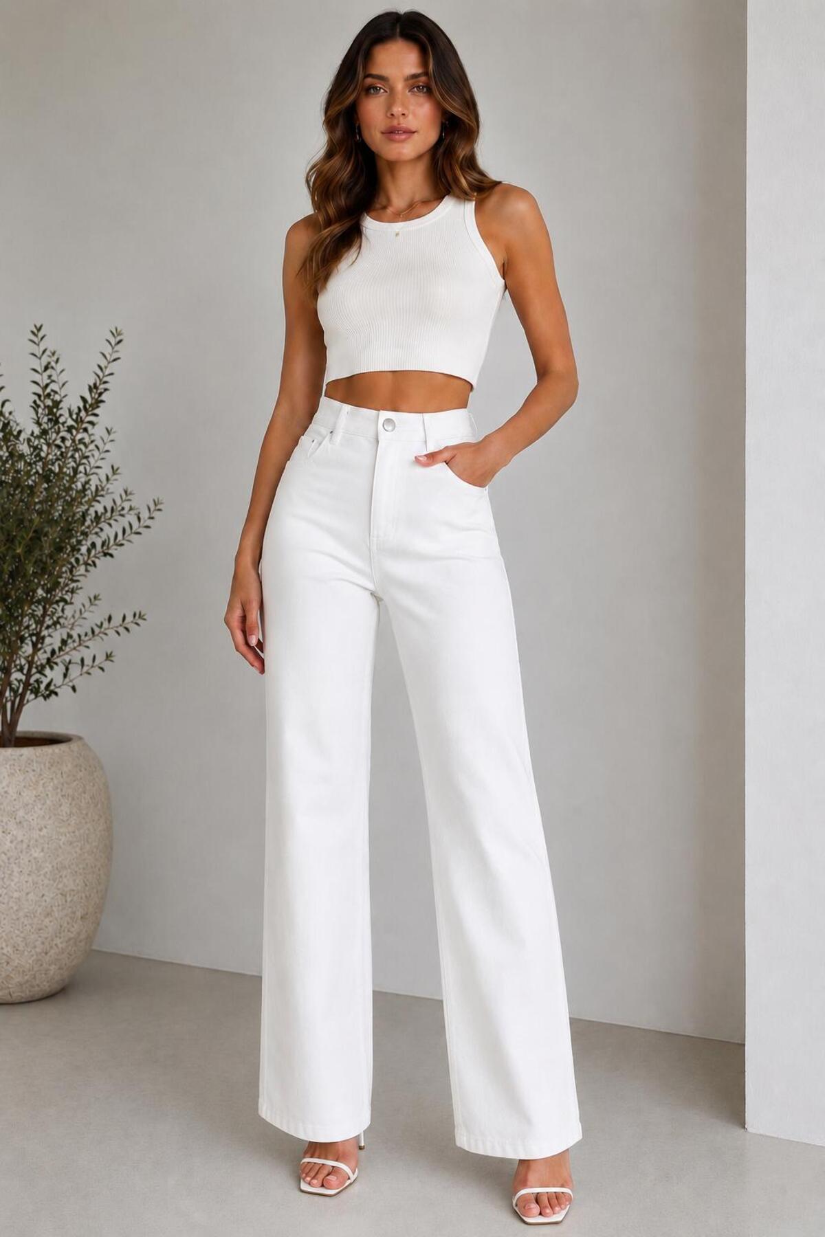 sushe Women's High Waist Loose Leg New Season Denim Pants