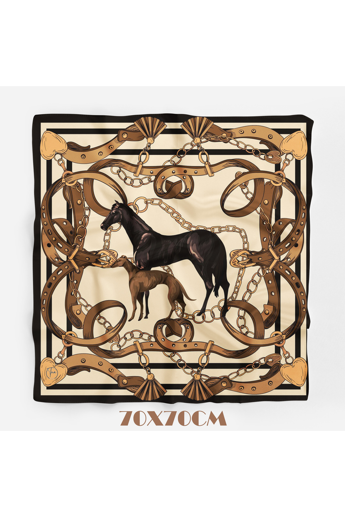 tuaipek YAĞIZ ASALET Desen 70*70cm Bandana/Fular görsel 3