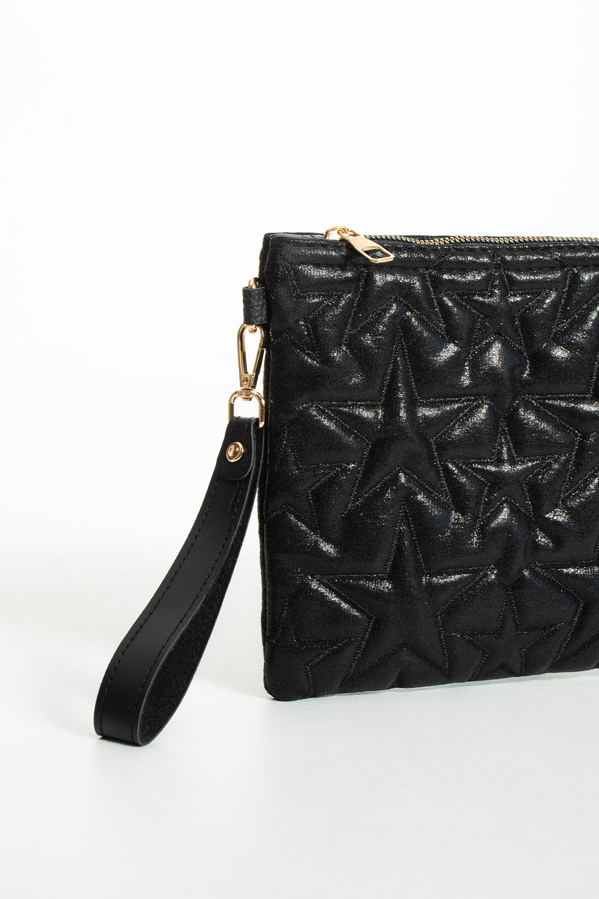 LUNABLU Yıldız Nakış İşlemeli Portföy Zincirli ve Bilek Askılı El Çantası Saten Astarlı Clutch Çanta görsel 2
