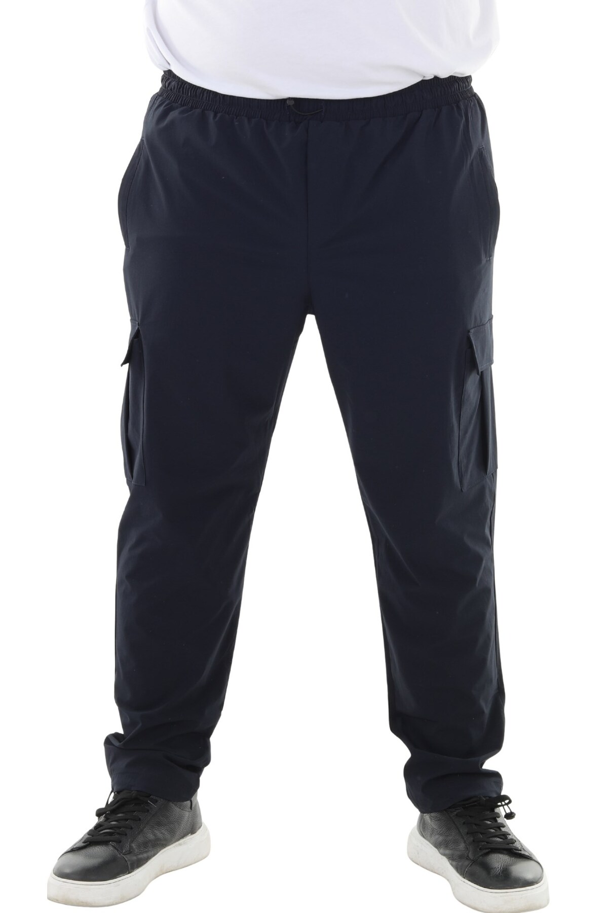marufshop Erkek Büyük Beden Kargo Cepli Likralı Paraşüt Kumaş Pantolon/Eşofman Alt Lacivert