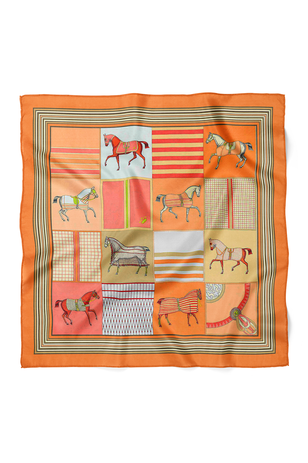 nehir eşarp Minimal At Desen Fular Bandana 70x70 Cm görsel 3