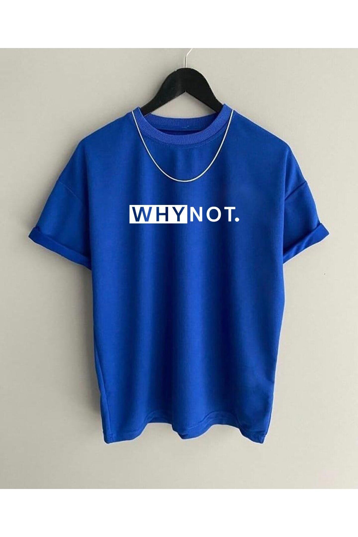 yombaa Unisex Why Not Oversize Crew Neck Printed T-shirt