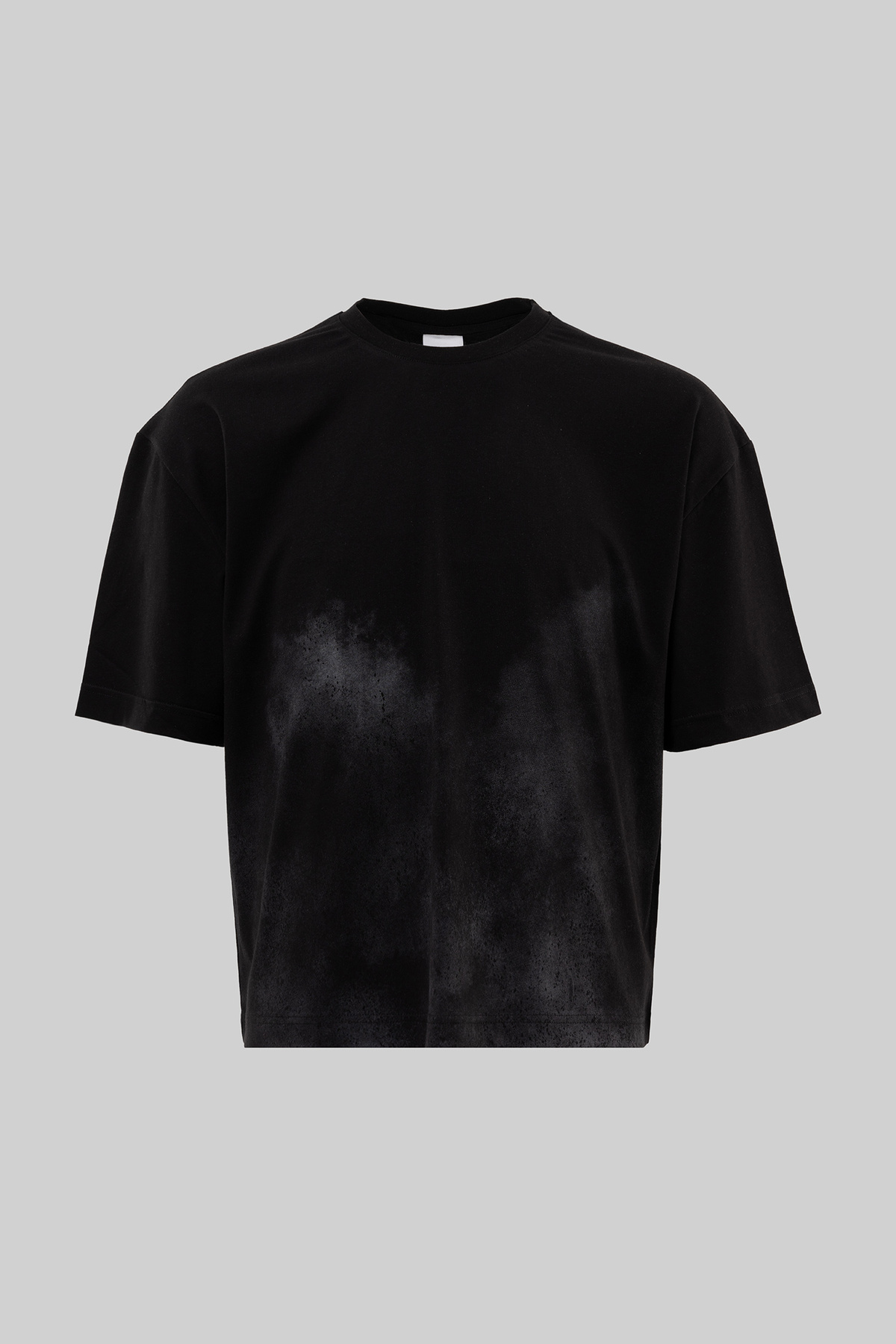 Machinist Men's Large Letter m Printed Crop Oversize T-Shirt Black