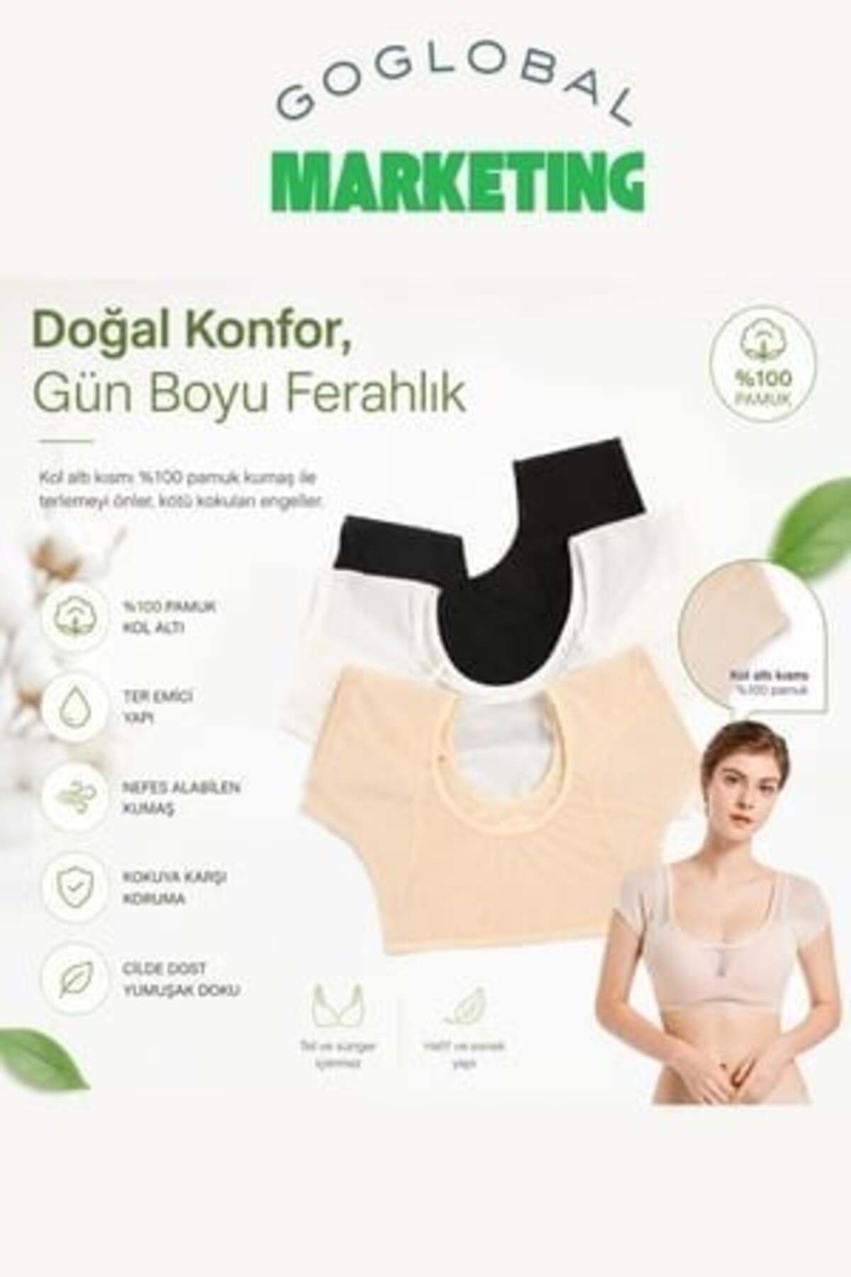 goglobal Kadın Fileli Ter Önleyici Crop | %100 Pamuk Koltuk Altı Ter Pedi | Ultra İnce, Nefes Alan, Yıkanabil görsel 2