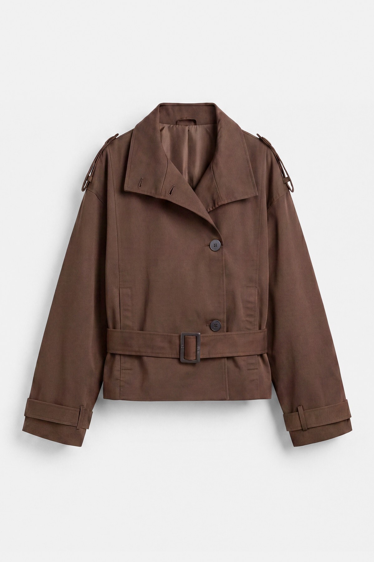 Pull & Bear Kuşaklı kısa trençkot görsel 7