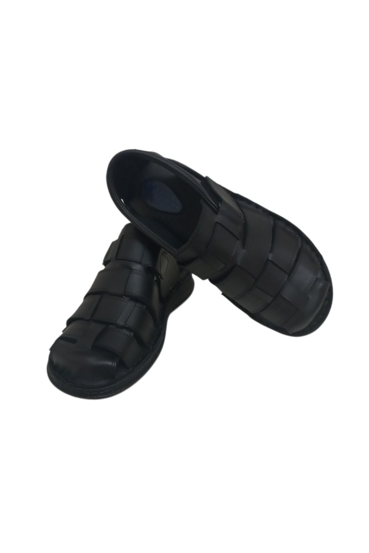 Bifond Shoes Komple Deri Topuk Jelli Ful Ortopedik Erkek Sandalet görsel 2