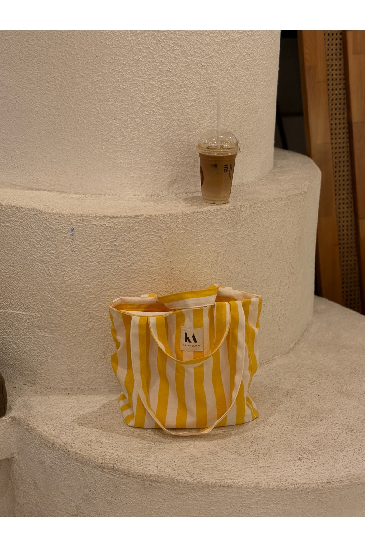 KaiAtelier Lemonade Astarlı Çift Kulplu Shopper Çanta / Plaj Çantası görsel 4