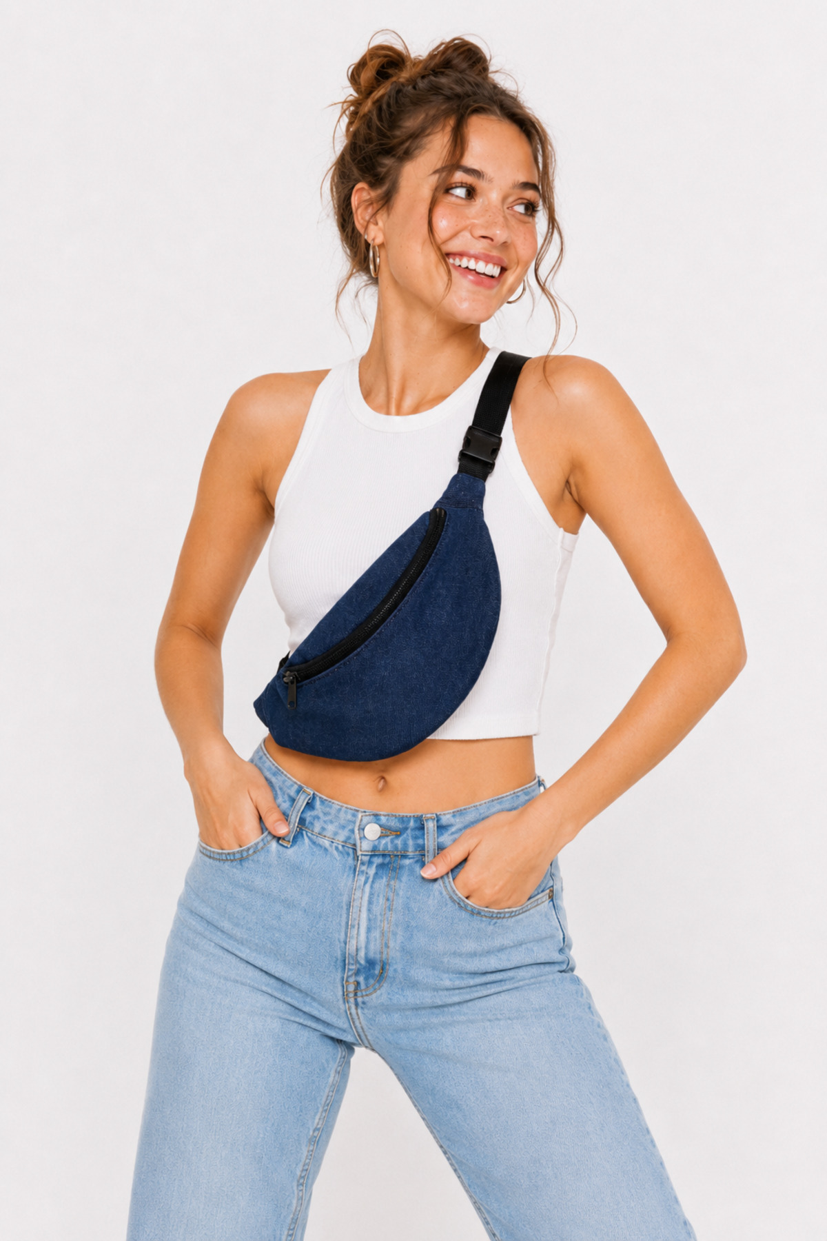 MARLENE KLAR Unisex Kot Kumaş Bel ve Omuz Çantası 30X15cm görsel 5