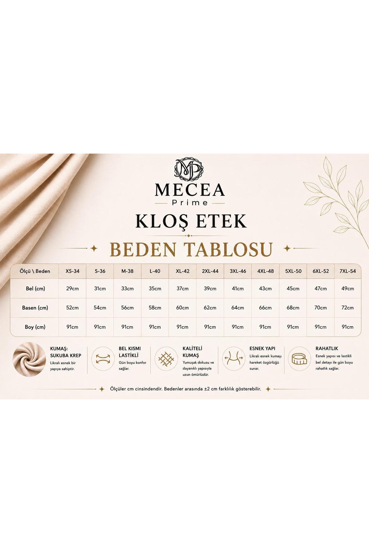 mecea prime Kadın Siyah Yüksek Bel Lastikli Scuba Krep Likralı Uzun Kloş Etek görsel 2