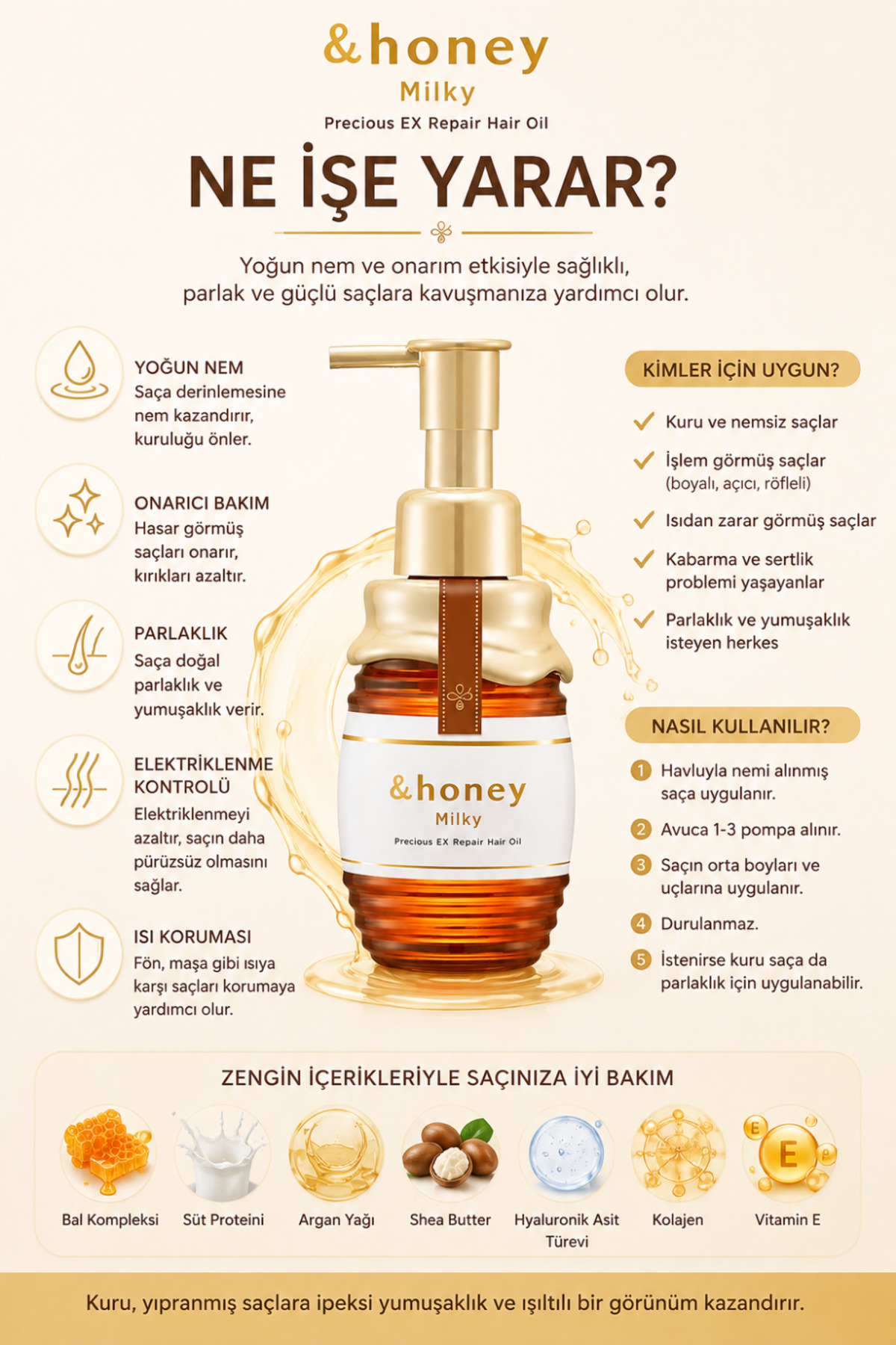 Milky Precious EX Repair Hair Oil 3.0 Saç Bakım Yağı 105 ml | Yoğun Nemlendirici ve Onarıcı — milkyoil — تصویر 5 از 5